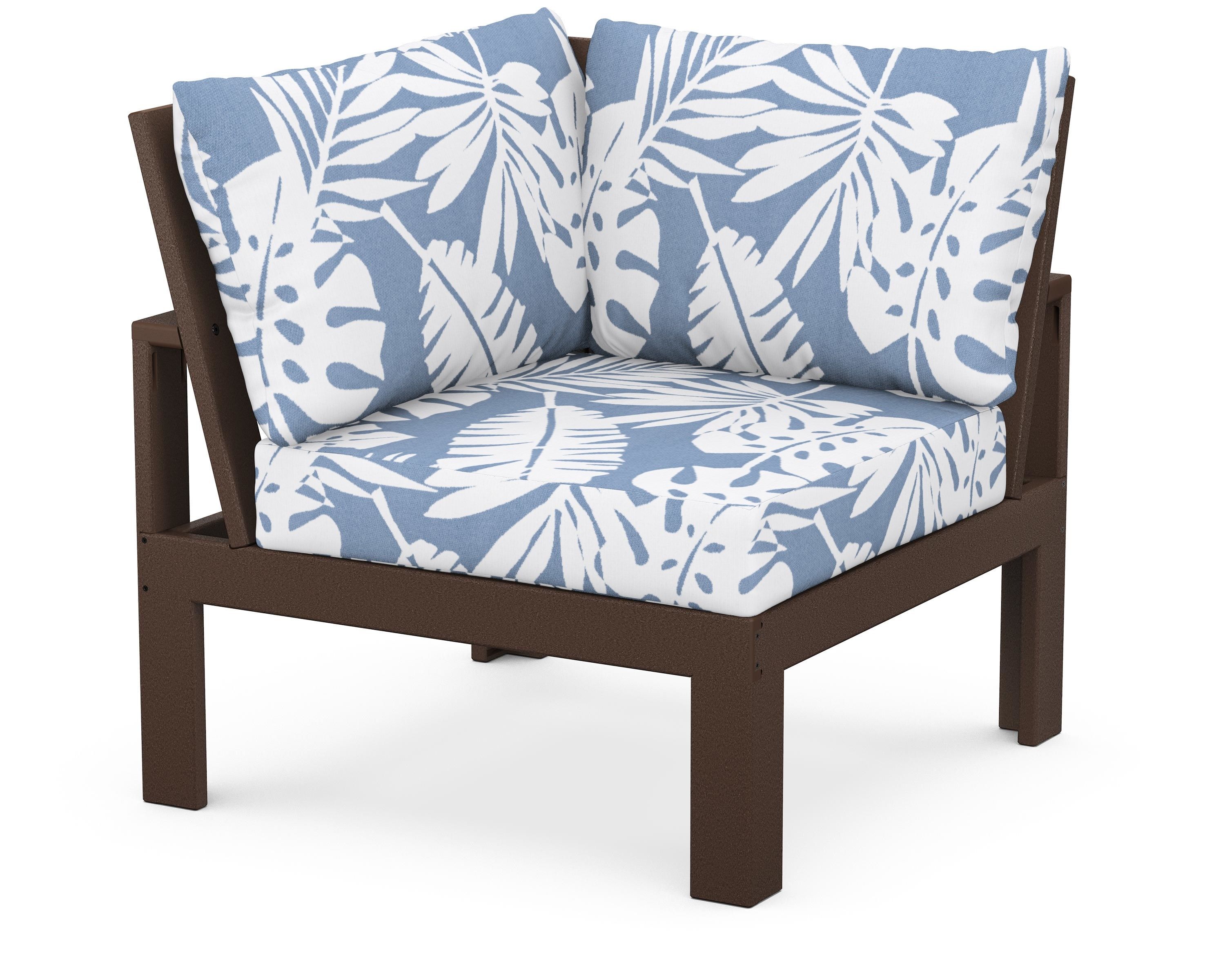 Unbranded Modular Corner Chair in Mahogany / Leaf Sky Blue