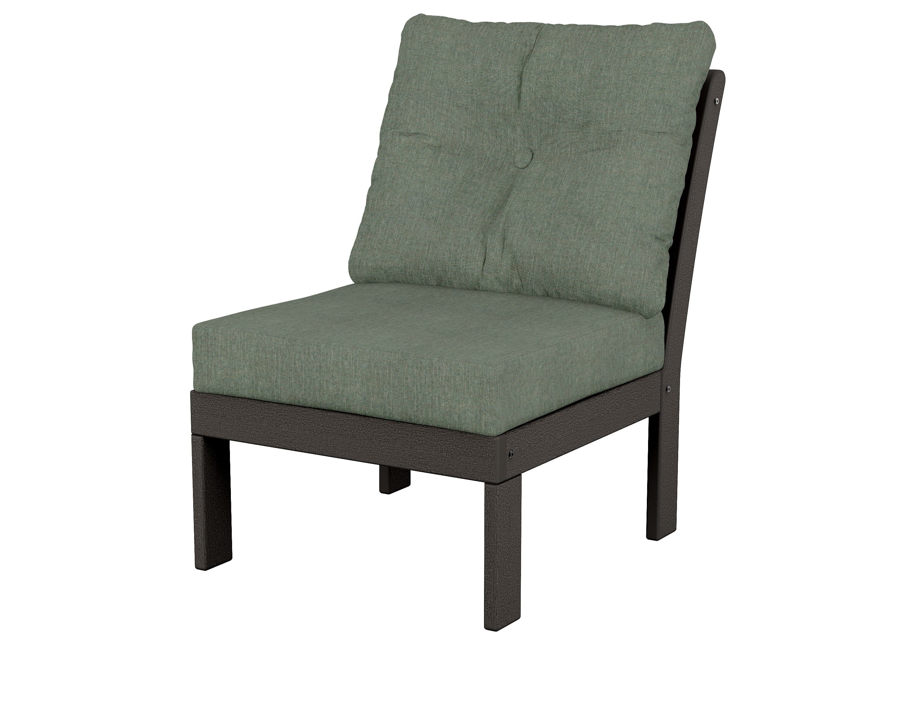 POLYWOOD® Vineyard Modular Armless Chair in Vintage Coffee / Cast Sage