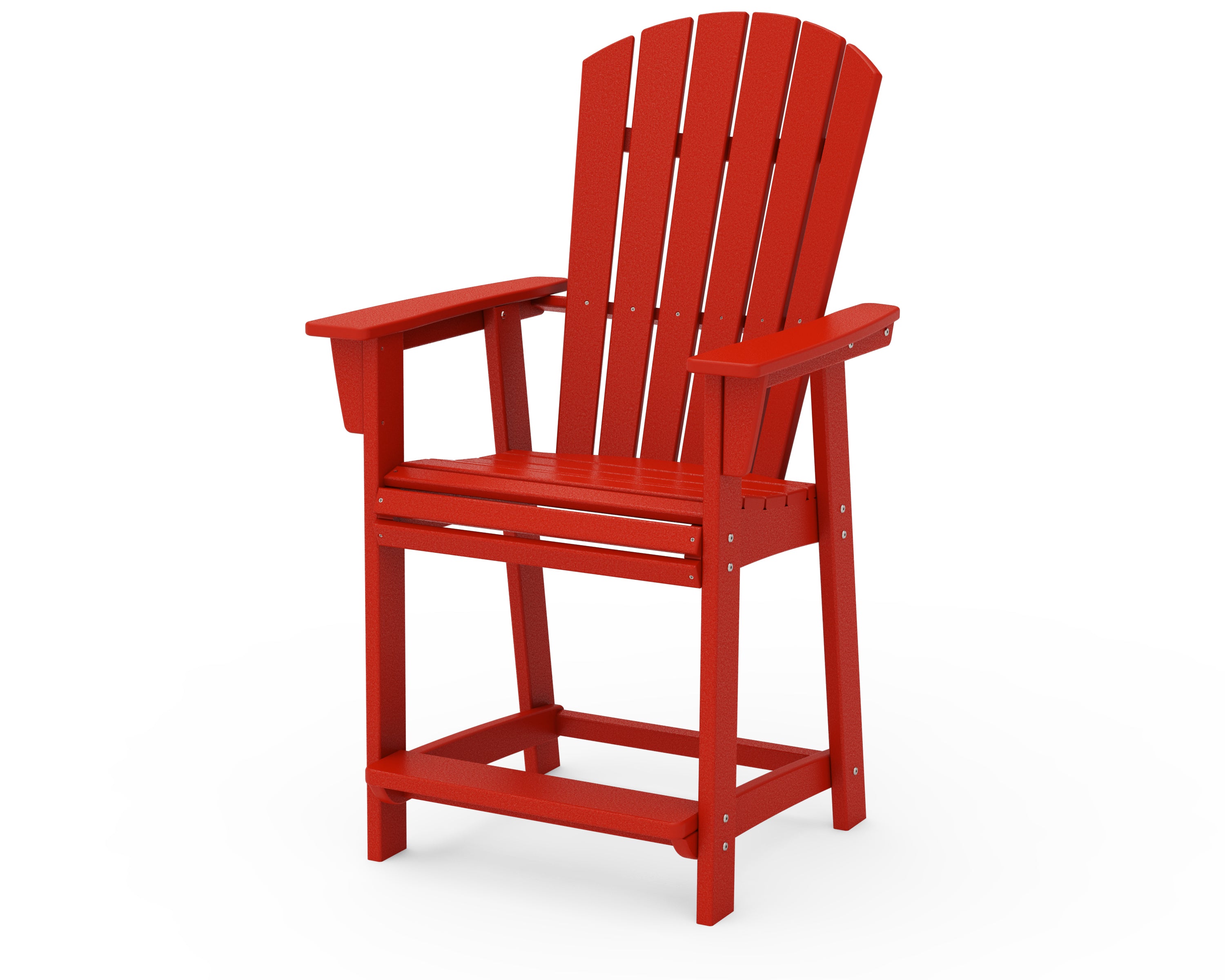 POLYWOOD® Nautical Curveback Adirondack Counter Chair in Sunset Red
