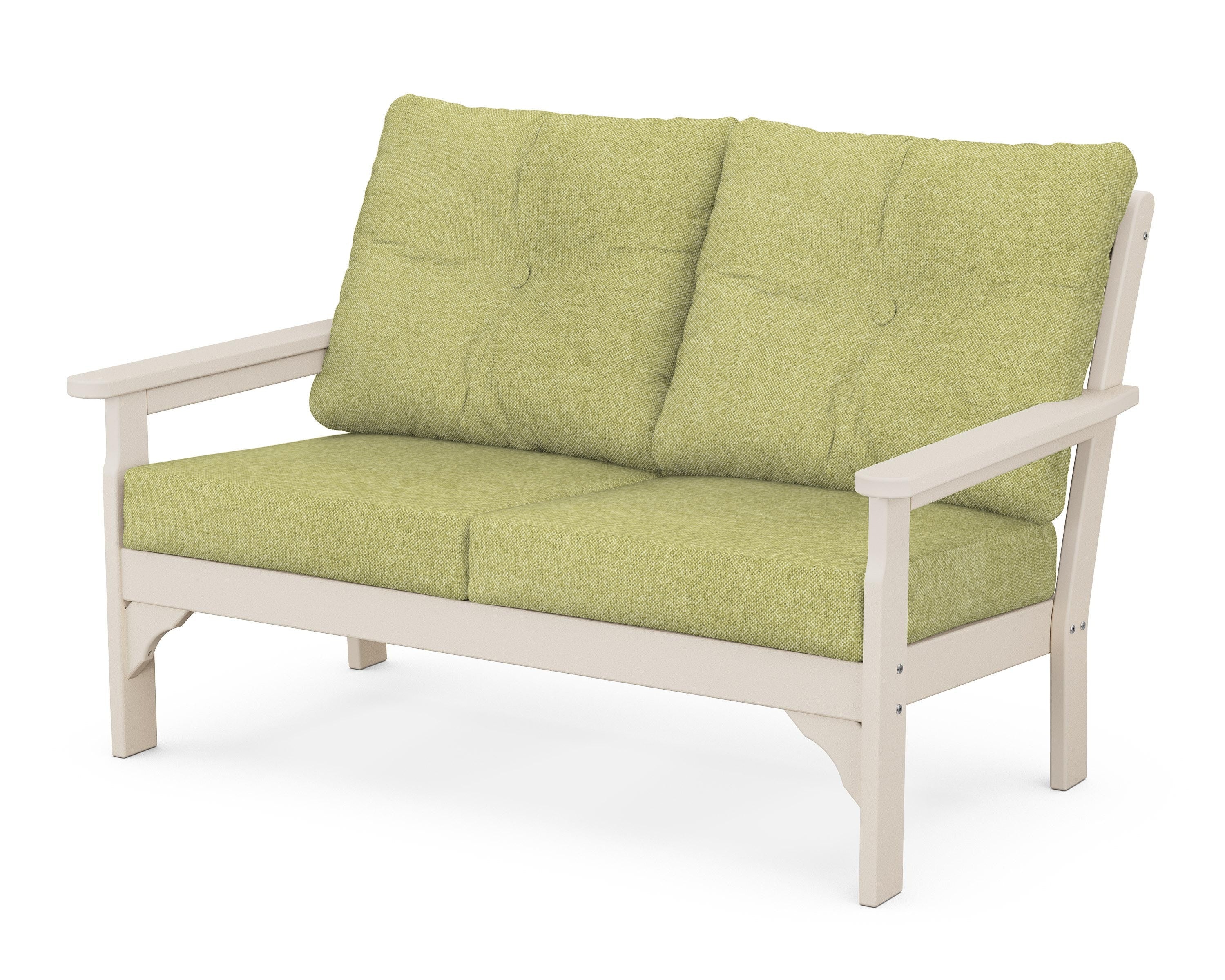 POLYWOOD® Vineyard Deep Seating Loveseat in Sand / Chartreuse Boucle