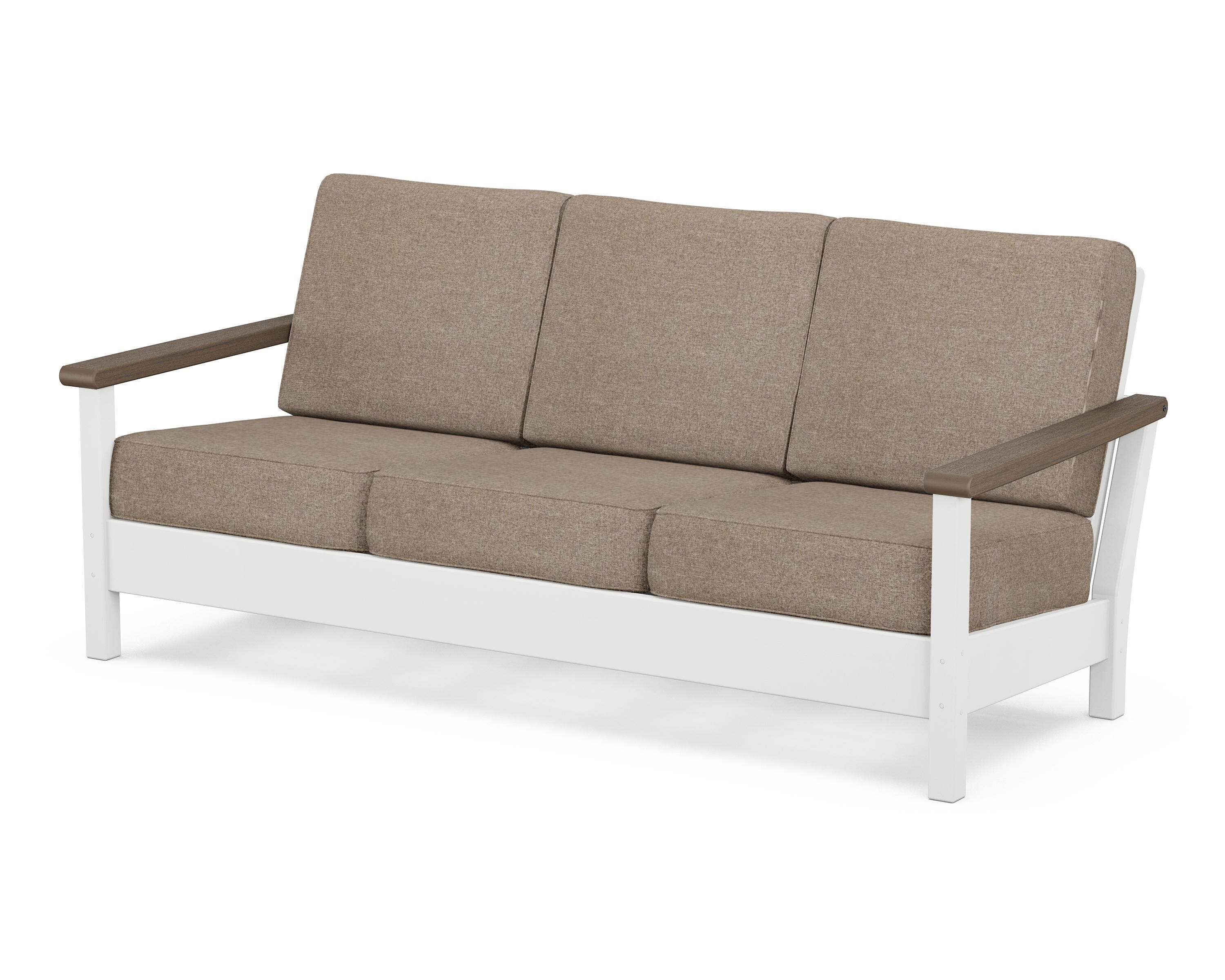 POLYWOOD® Harbour Deep Seating Sofa in White / Kona / Spiced Burlap