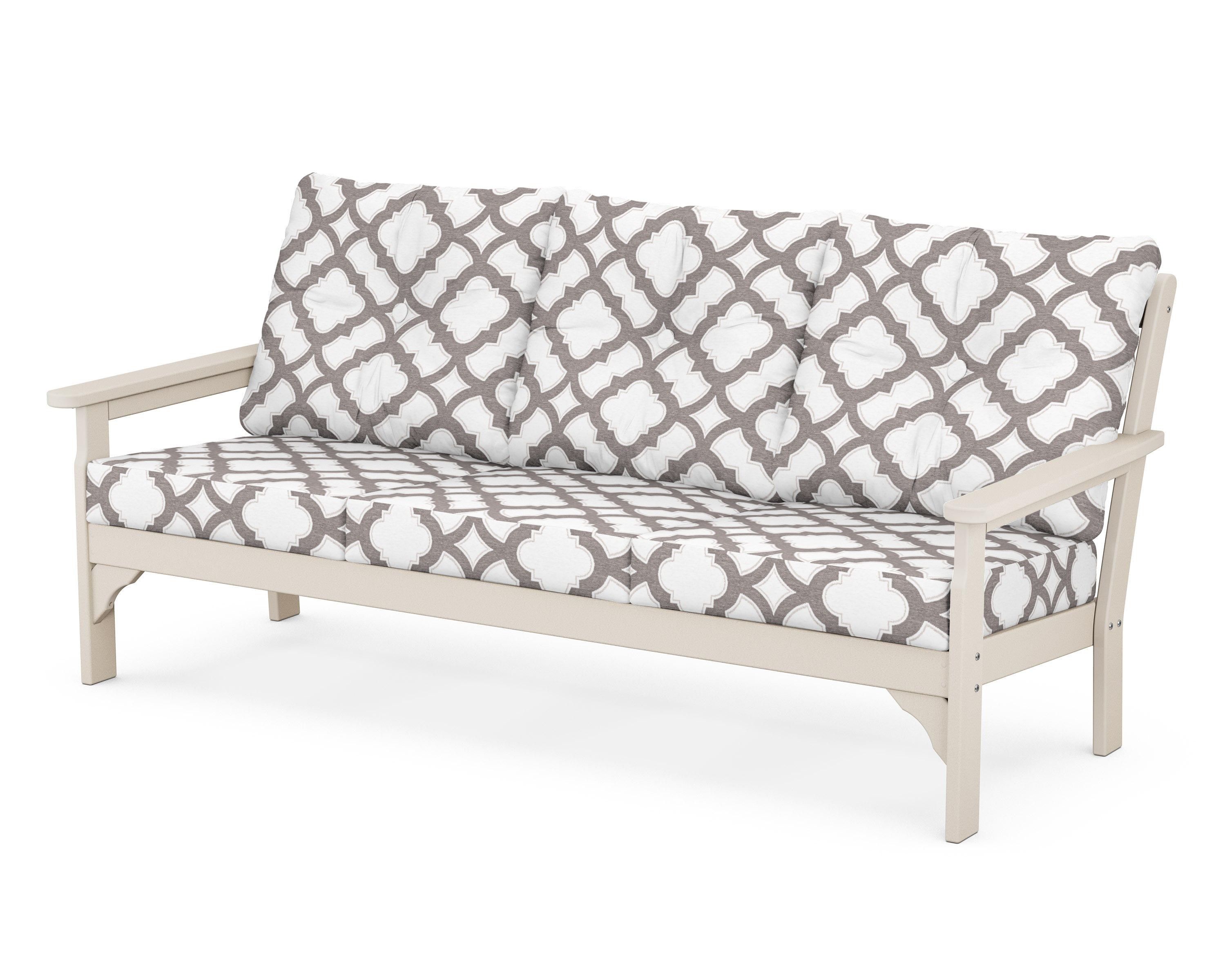 POLYWOOD® Vineyard Deep Seating Sofa in Sand / Trellis Grey Mist
