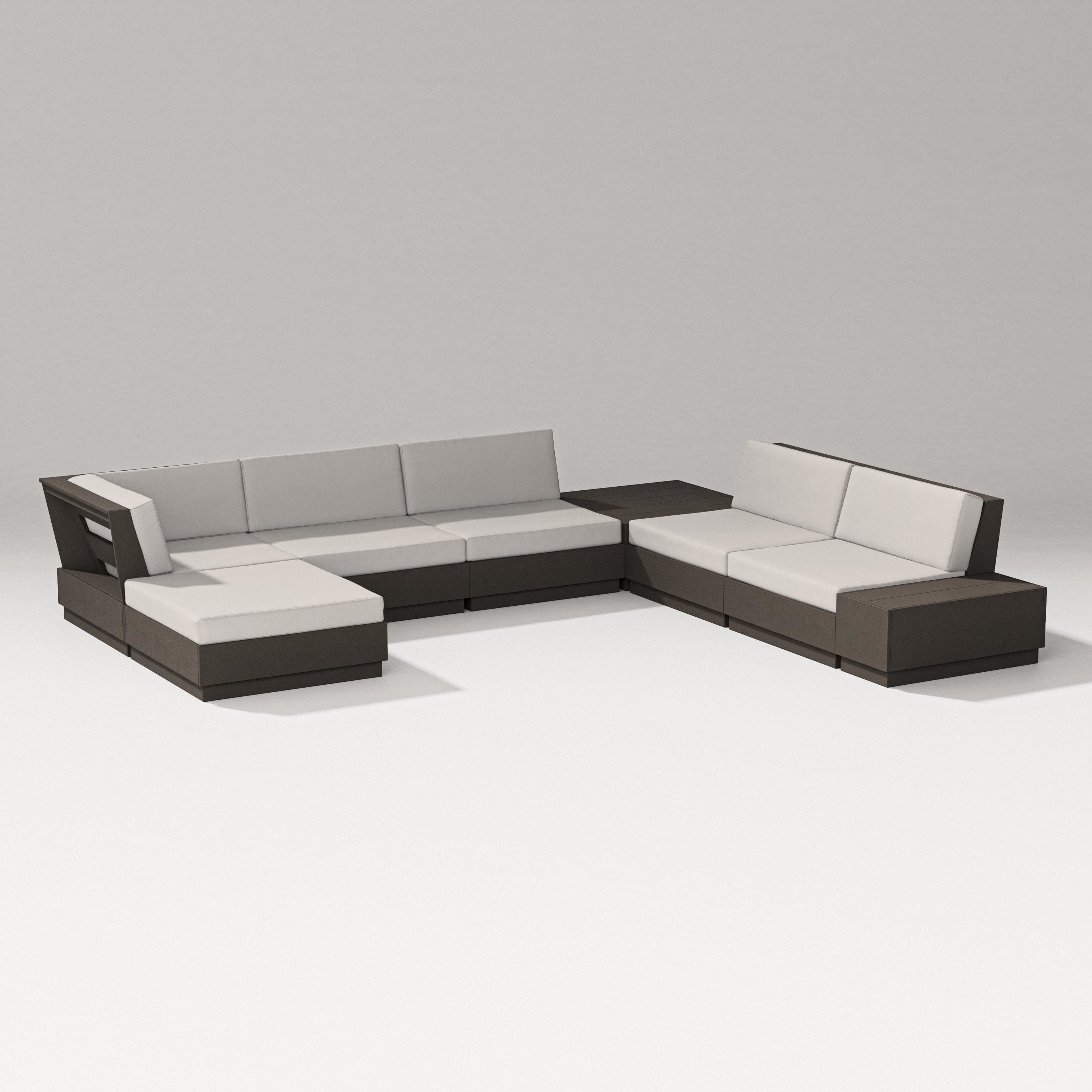PW Designer Series Elevate 8-Piece Corner Sectional in Vintage Coffee / Cast Ash