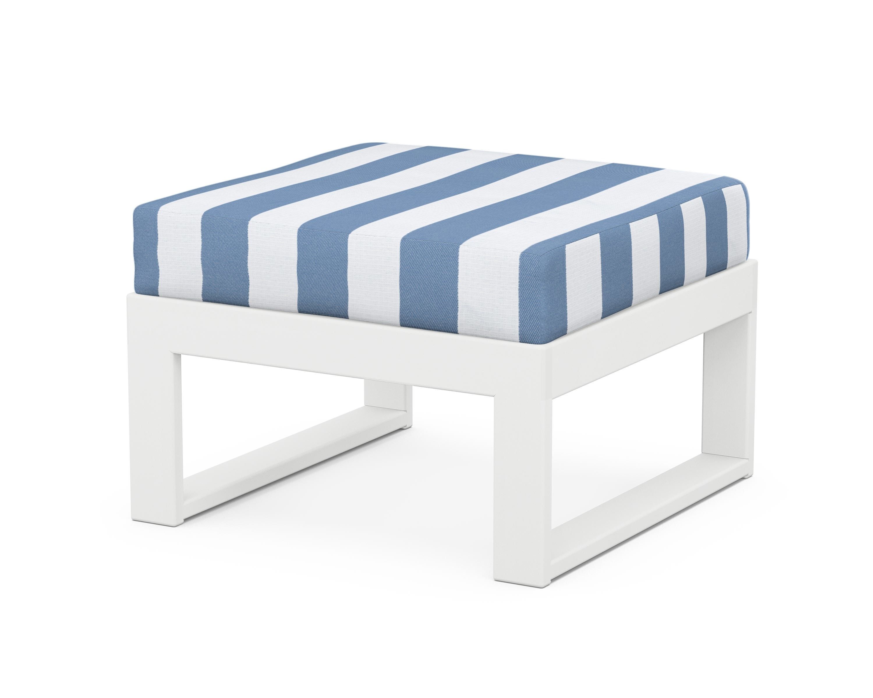Unbranded Modular Ottoman - Modern in White / Cabana Stripe Sky Blue