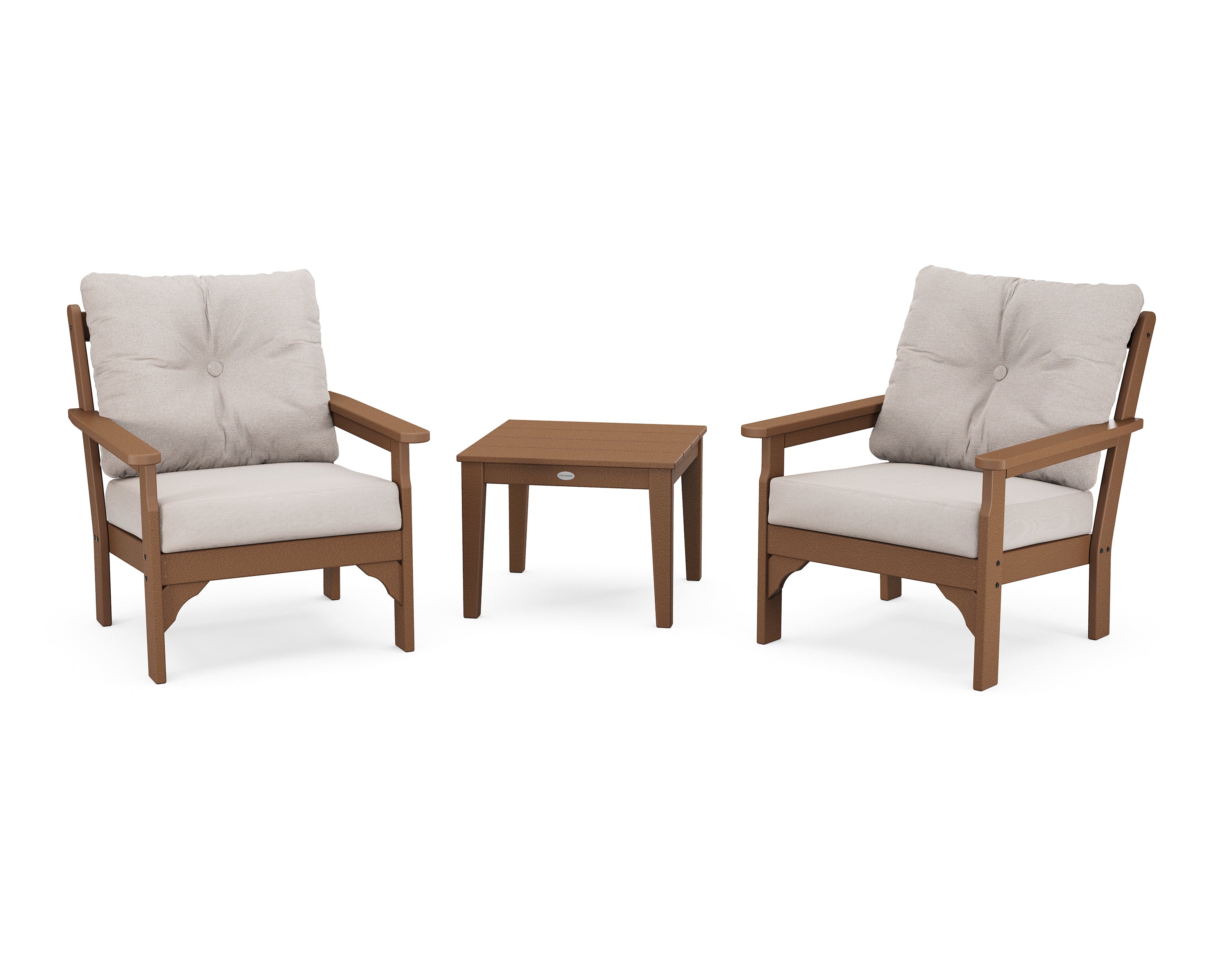 POLYWOOD® Vineyard 3-Piece Deep Seating Set in Teak / Dune Burlap