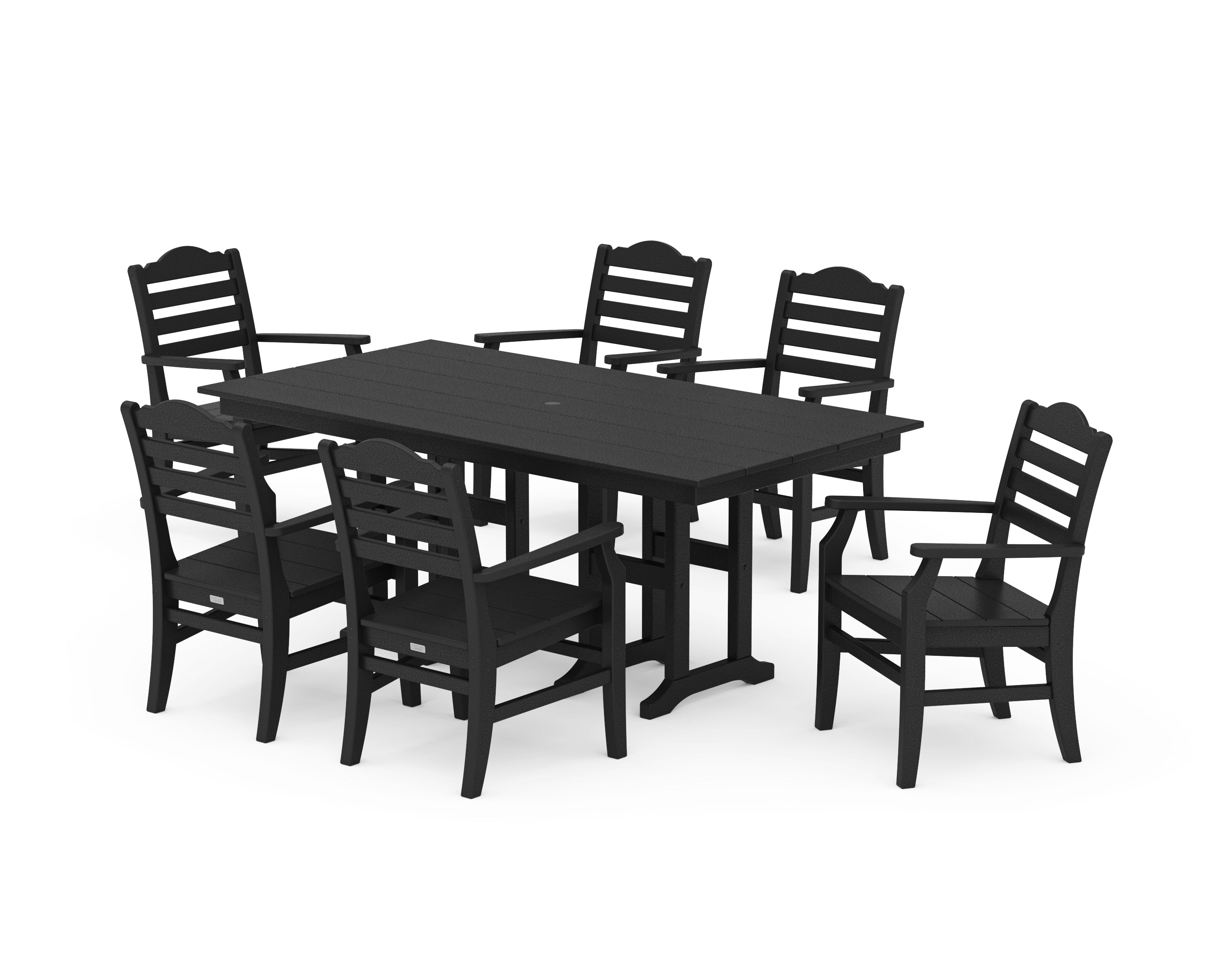 POLYWOOD® Savannah Arm Chair 7-Piece Farmhouse Dining Set in Black