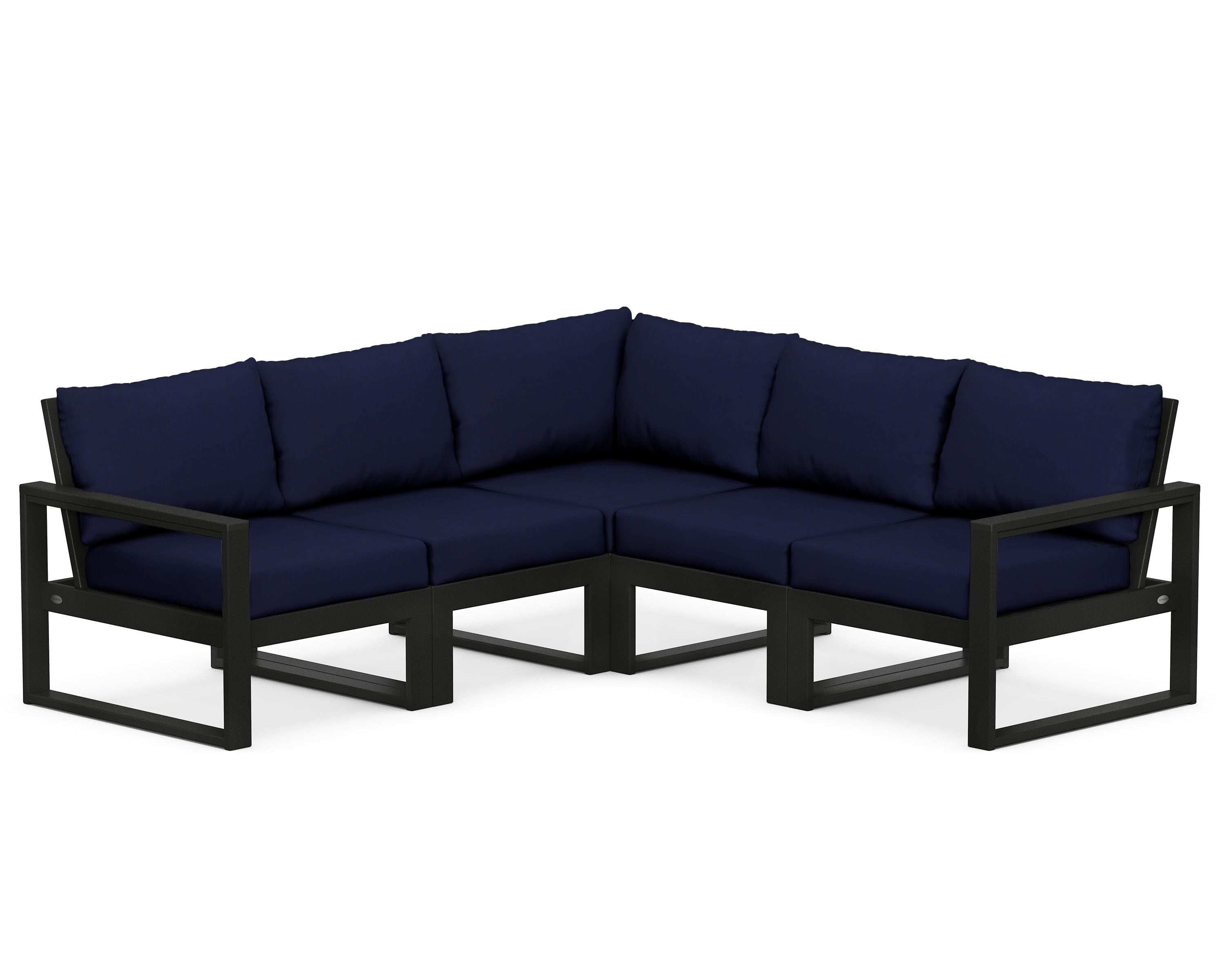 POLYWOOD® EDGE 5-Piece Modular Deep Seating Set in Black / Navy