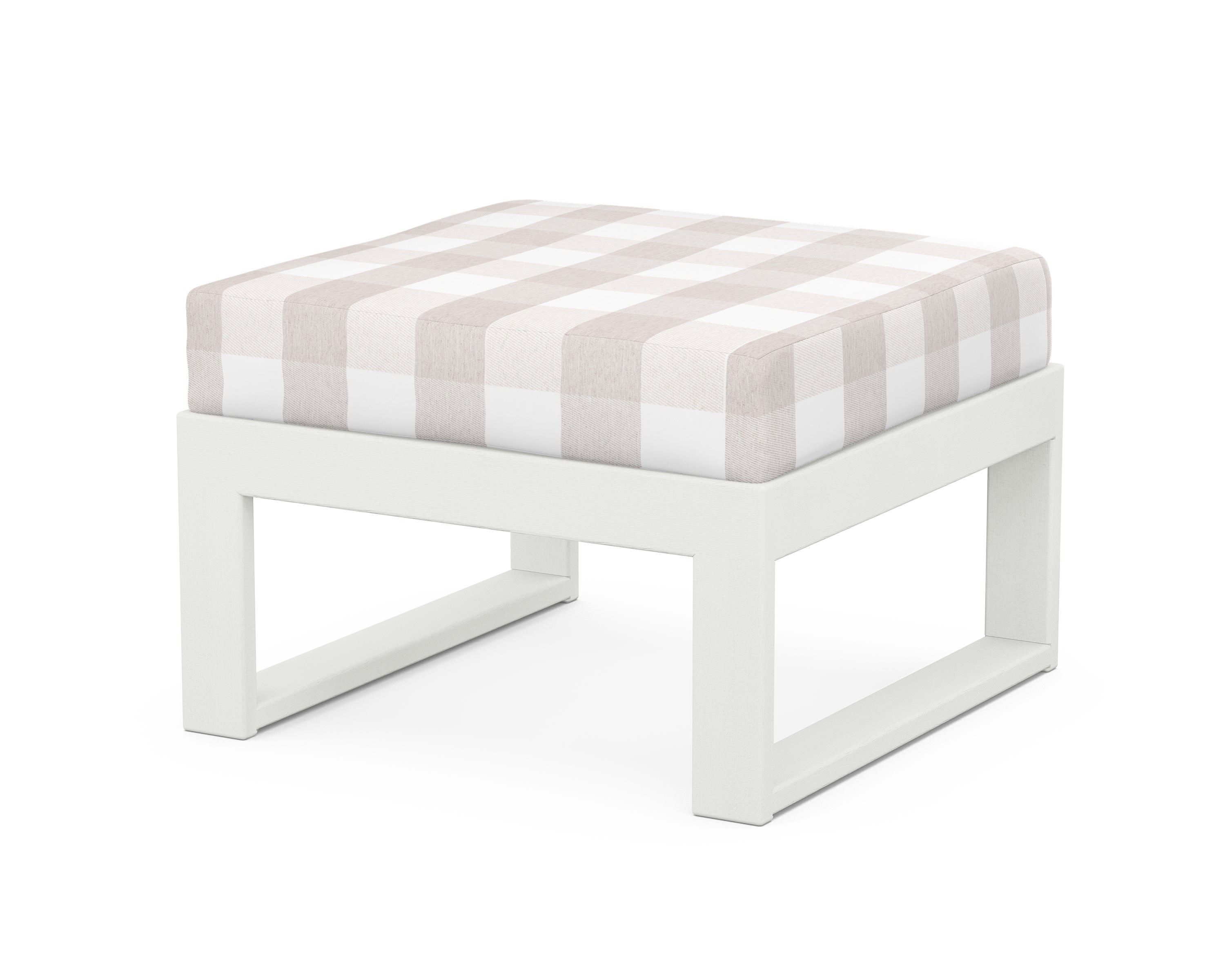 Unbranded Modular Ottoman - Modern in Vintage White / Buffalo Plaid Dune Burlap
