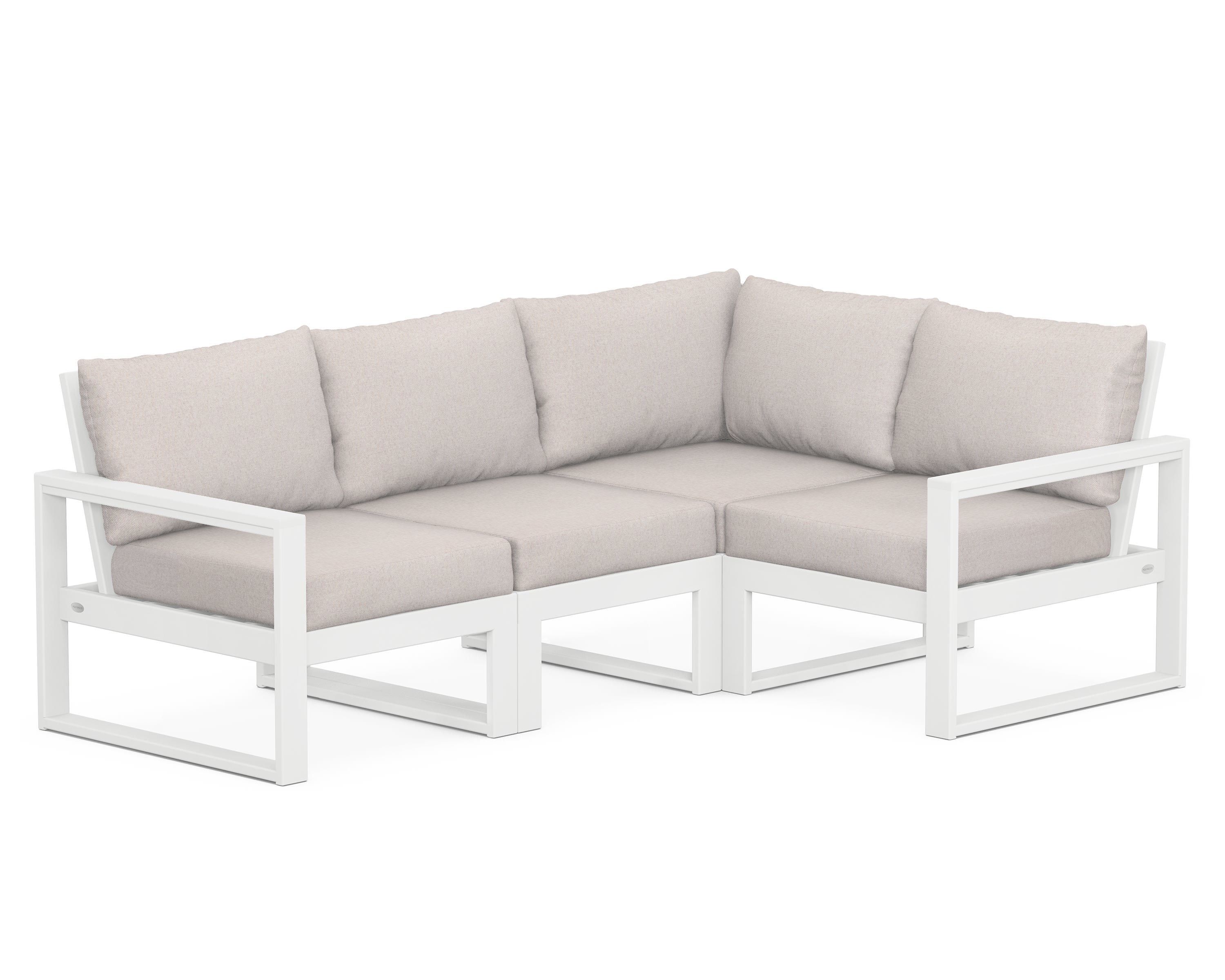 POLYWOOD® EDGE 4-Piece Modular Deep Seating Set in White / Dune Burlap