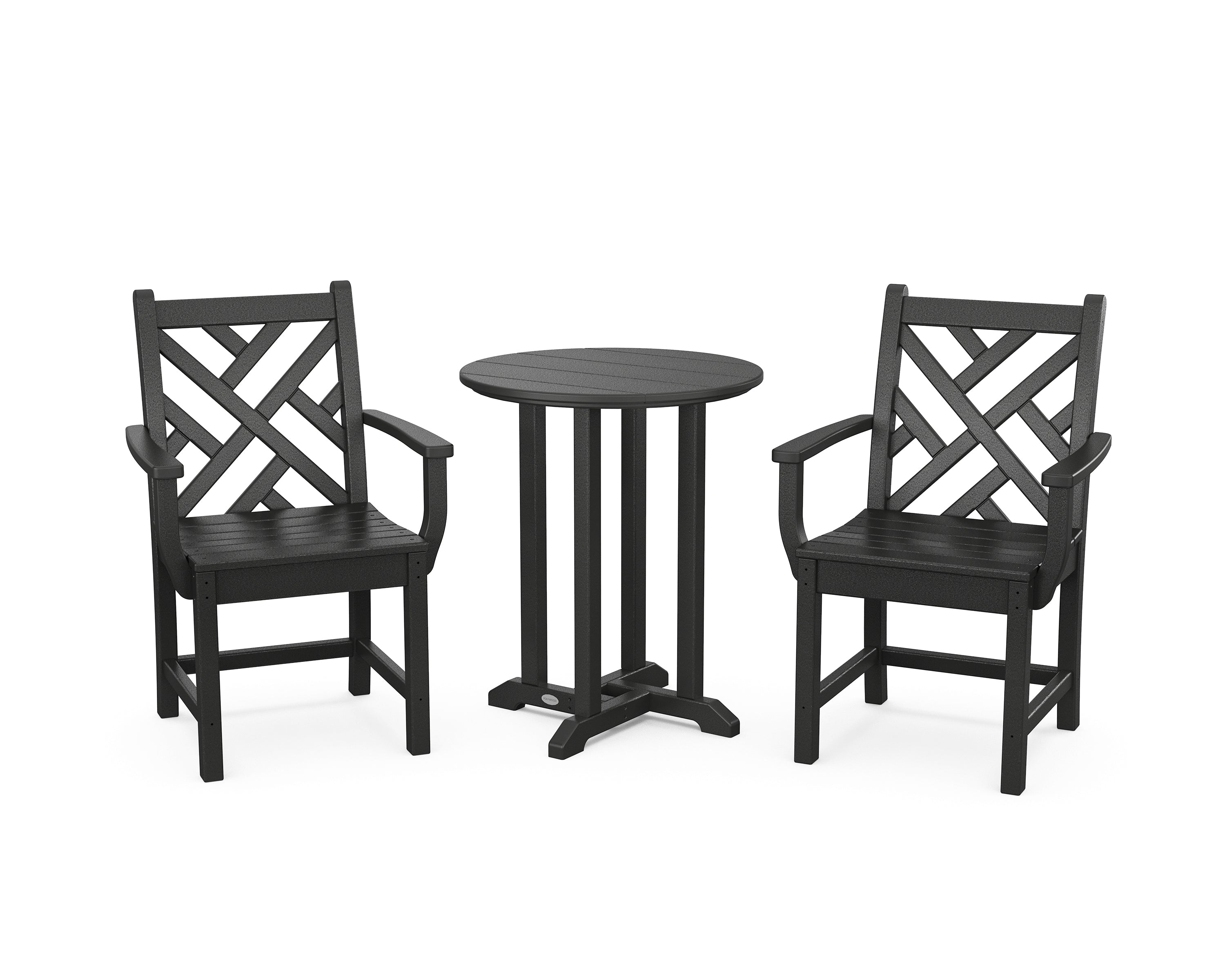 POLYWOOD® Chippendale 3-Piece Round Bistro Dining Set in Black