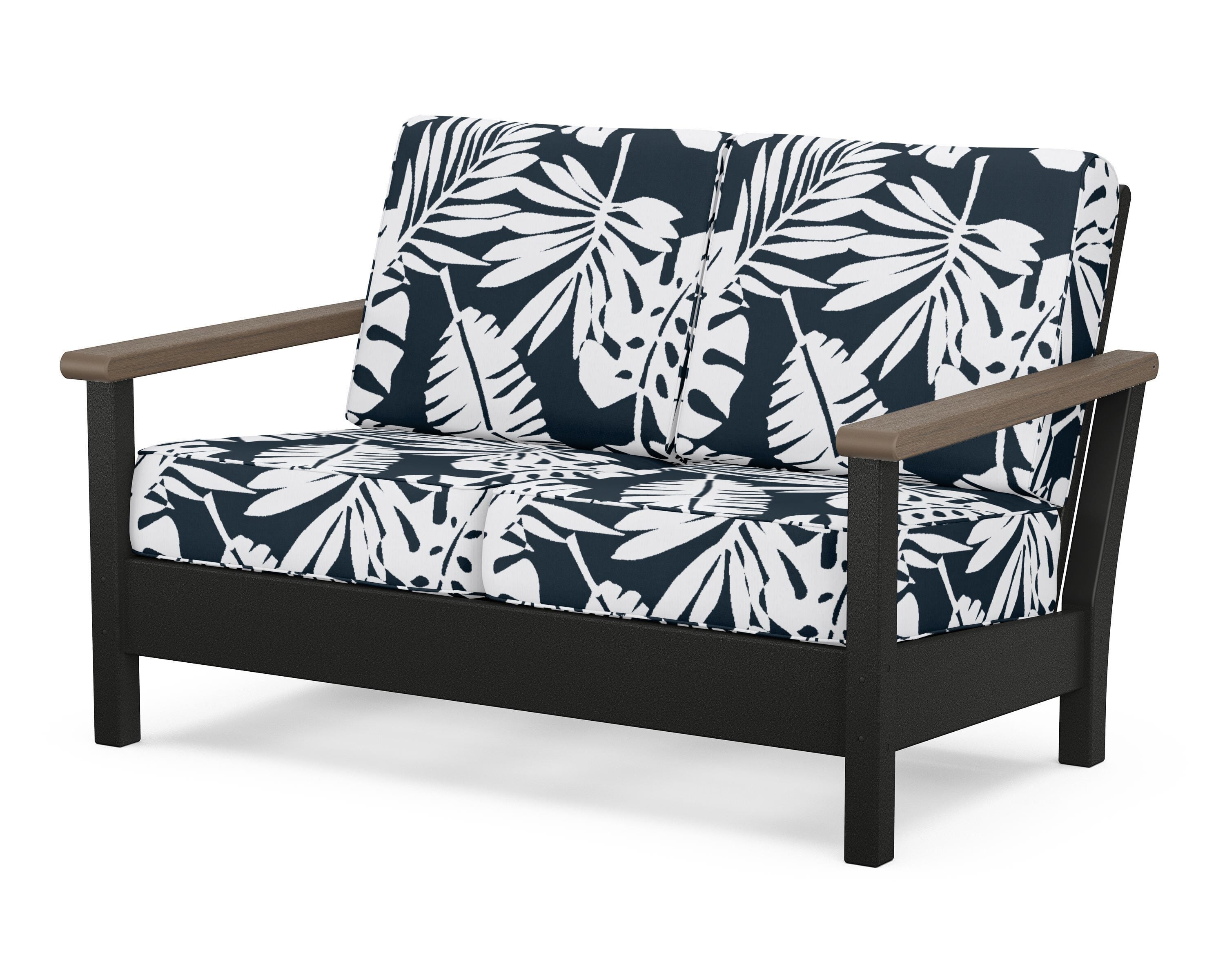 POLYWOOD® Harbour Deep Seating Loveseat in Black / Kona / Leaf Marine Indigo