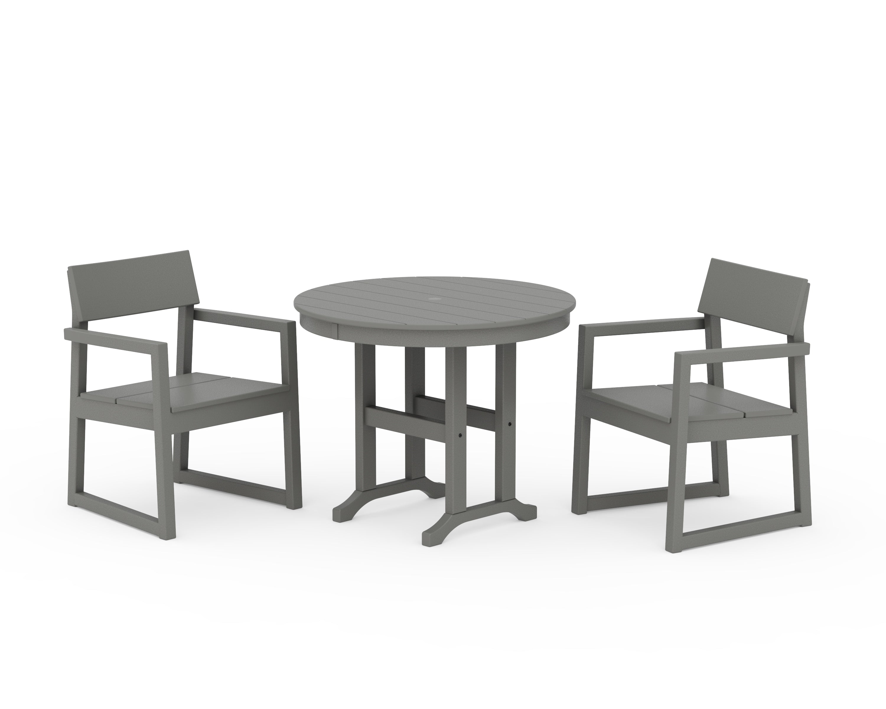 POLYWOOD® EDGE 3-Piece Round Dining Set in Slate Grey