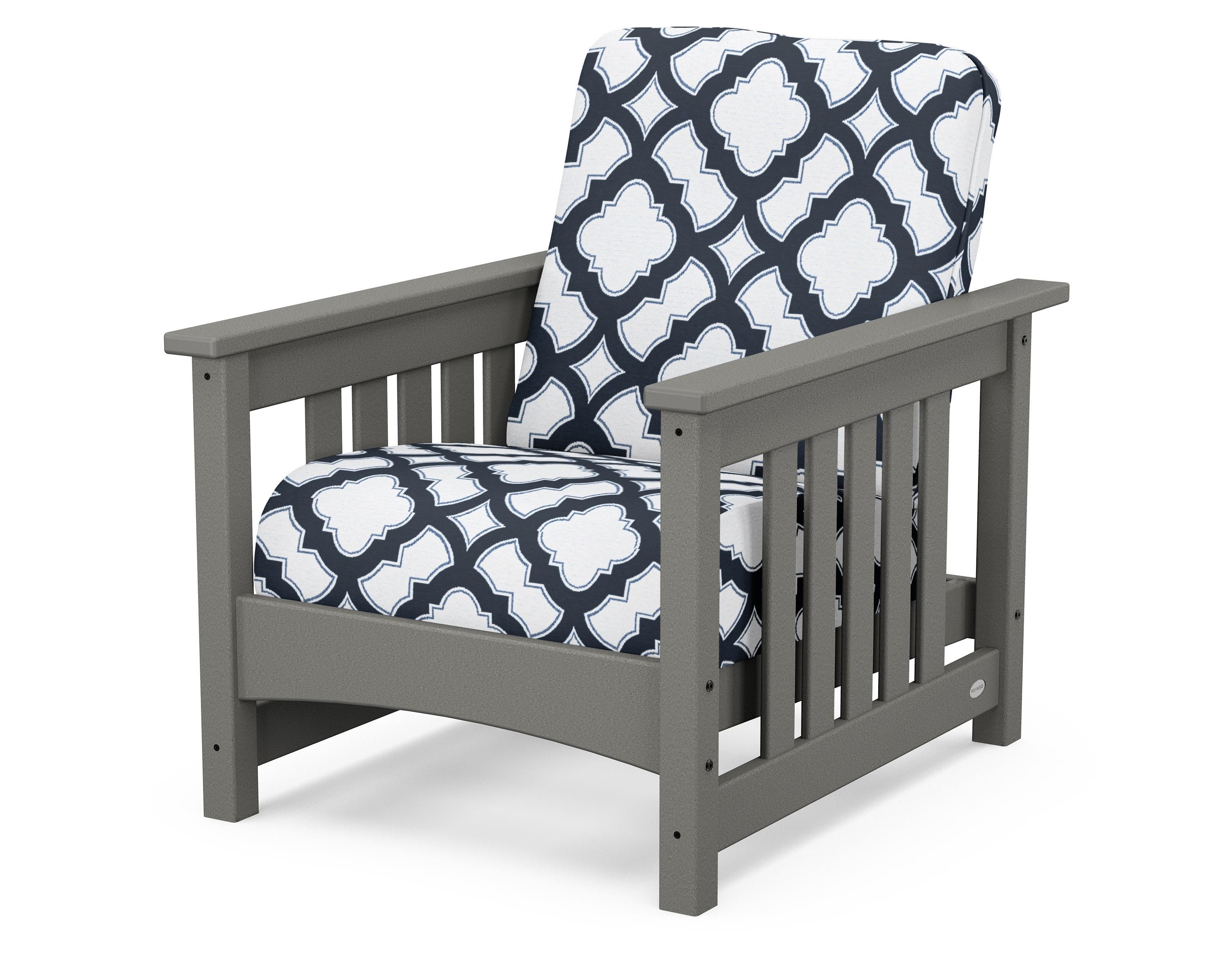 POLYWOOD® Club Mission Chair in Slate Grey / Trellis Marine Indigo