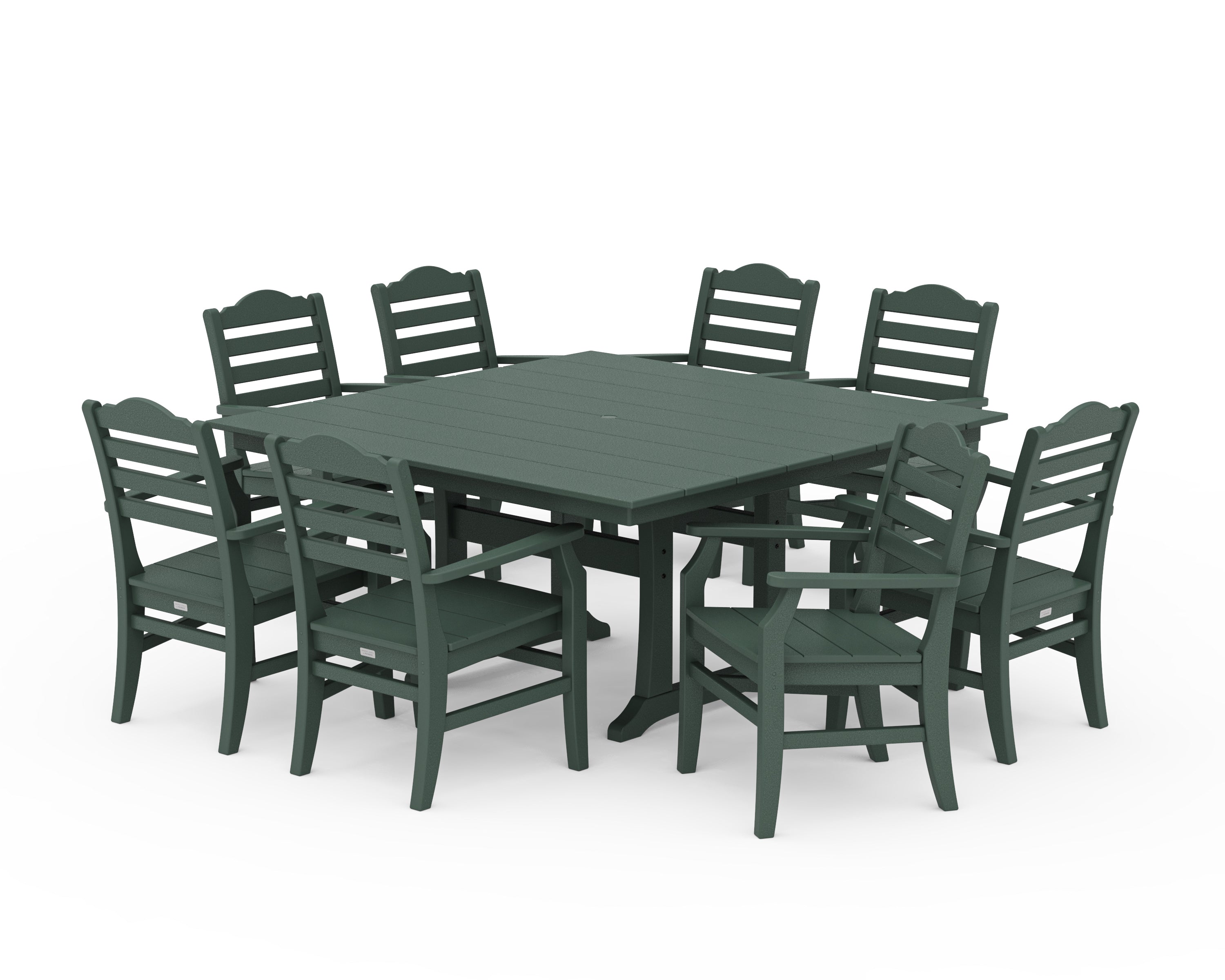 POLYWOOD® Savannah 9-Piece Square Farmhouse Dining Set with Trestle Legs in Green