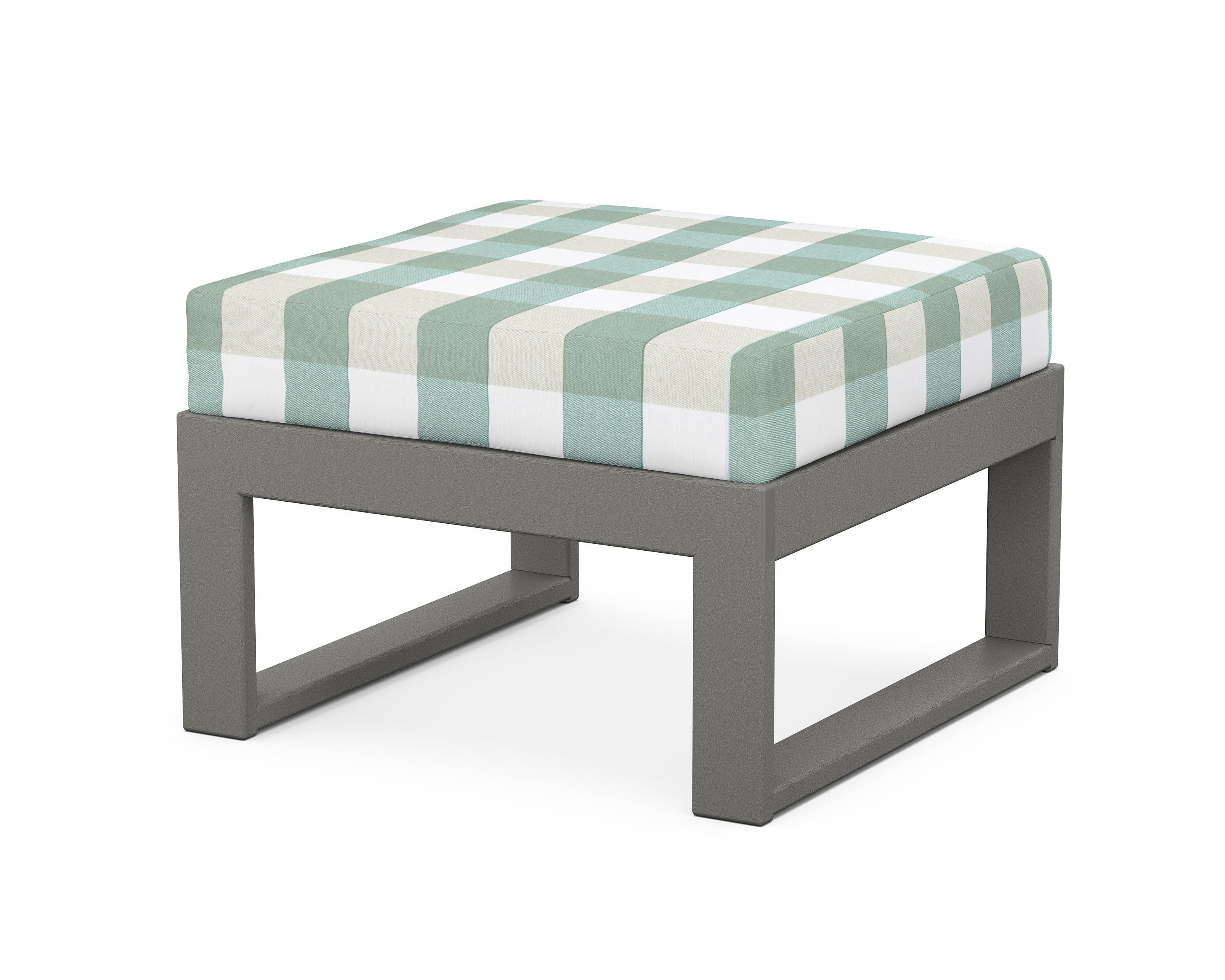 Unbranded Modular Ottoman - Modern in Slate Grey / Buffalo Plaid Glacier Spa