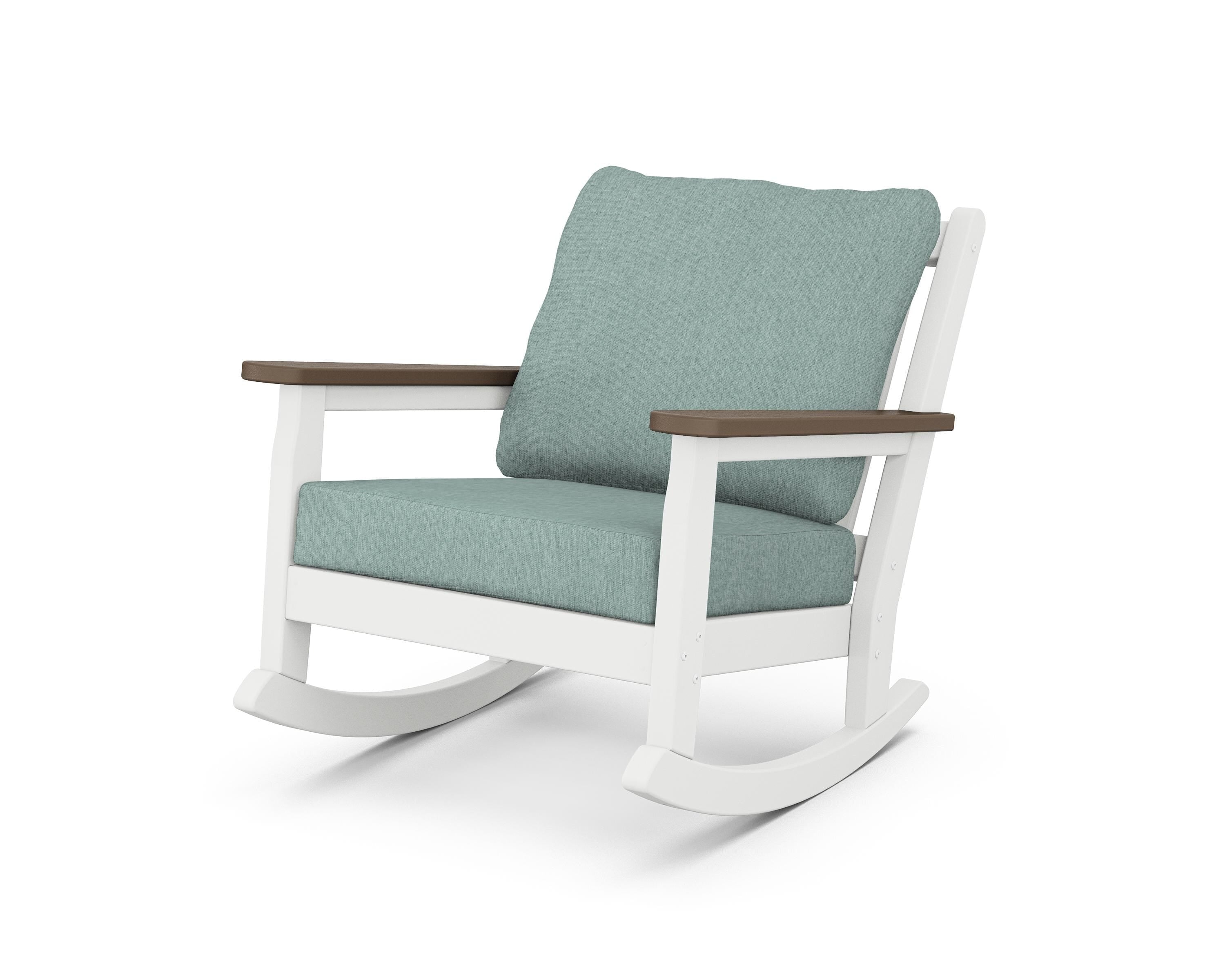 POLYWOOD® Chippendale Deep Seating Rocking Chair in White / Kona / Glacier Spa