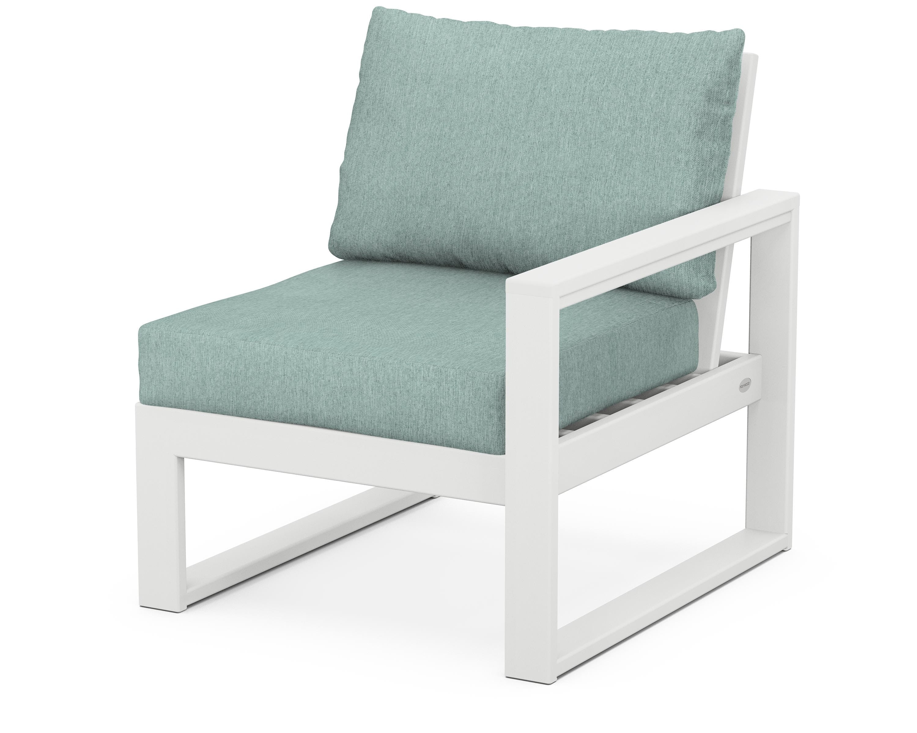 POLYWOOD® EDGE Modular Right Arm Chair in White / Glacier Spa