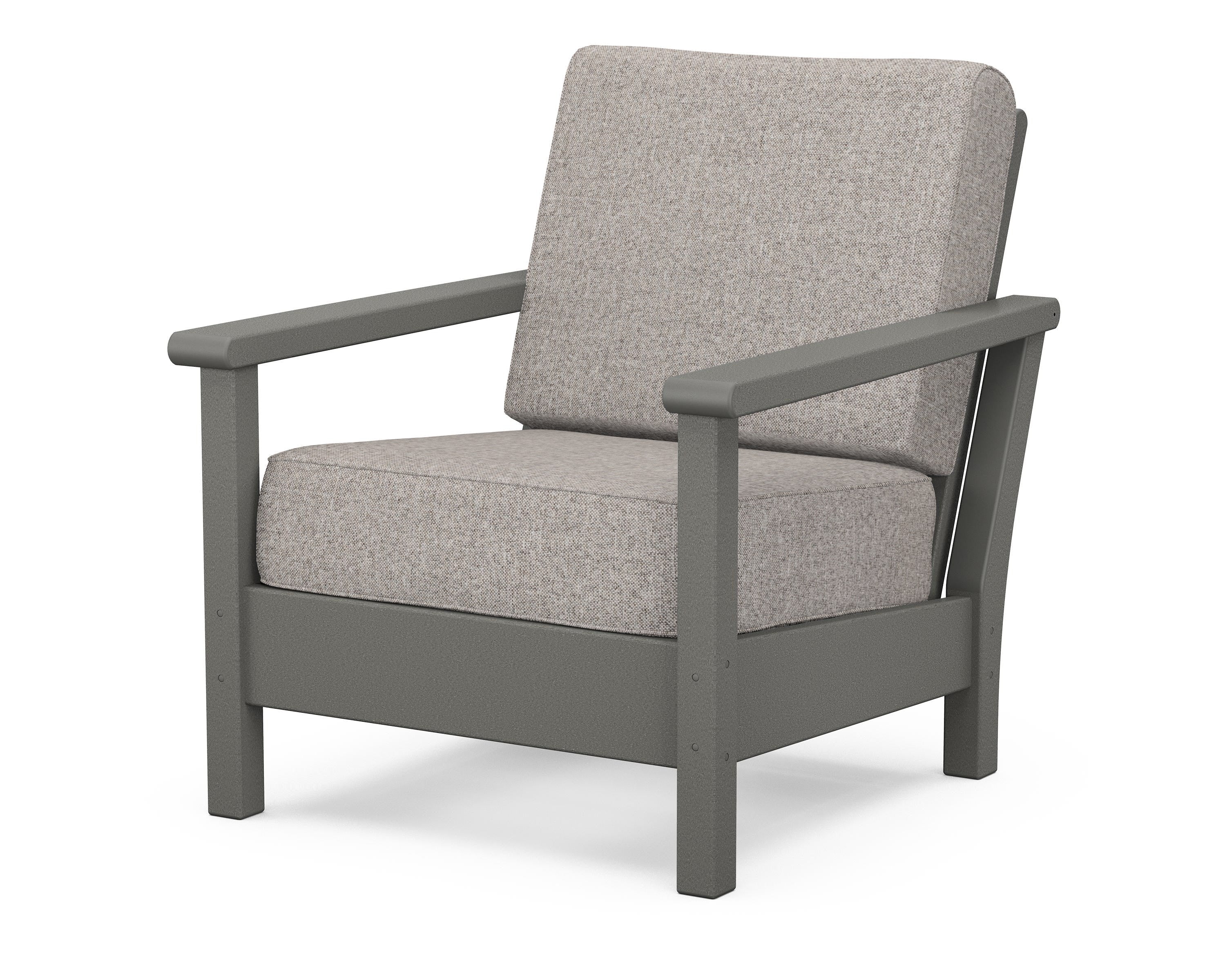 POLYWOOD® Harbour Deep Seating Chair in Slate Grey / Weathered Tweed