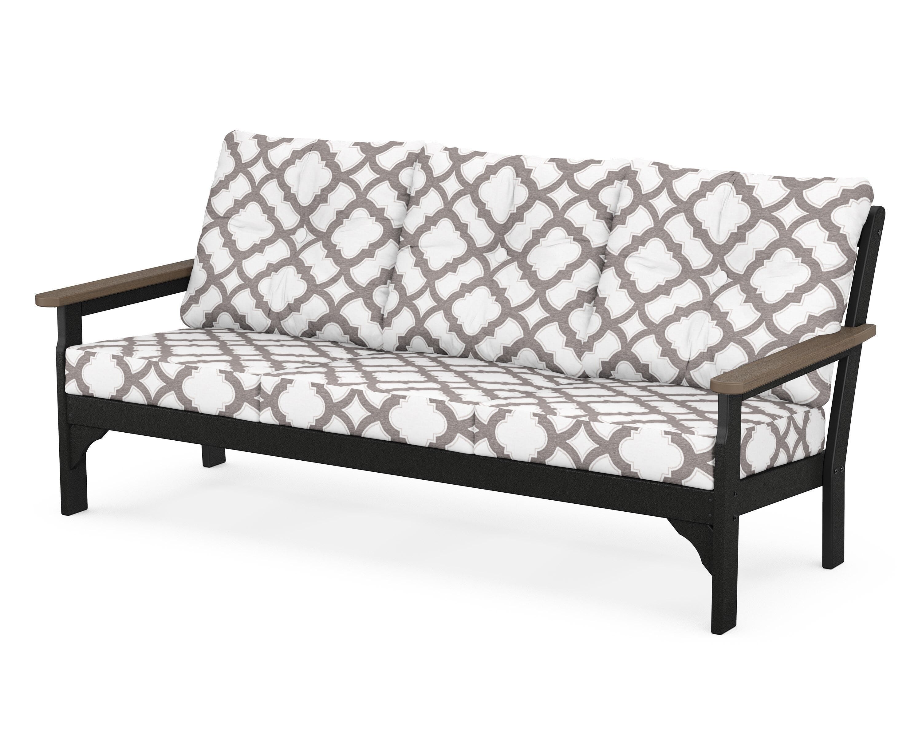 POLYWOOD® Vineyard Deep Seating Sofa in Black / Kona / Trellis Grey Mist