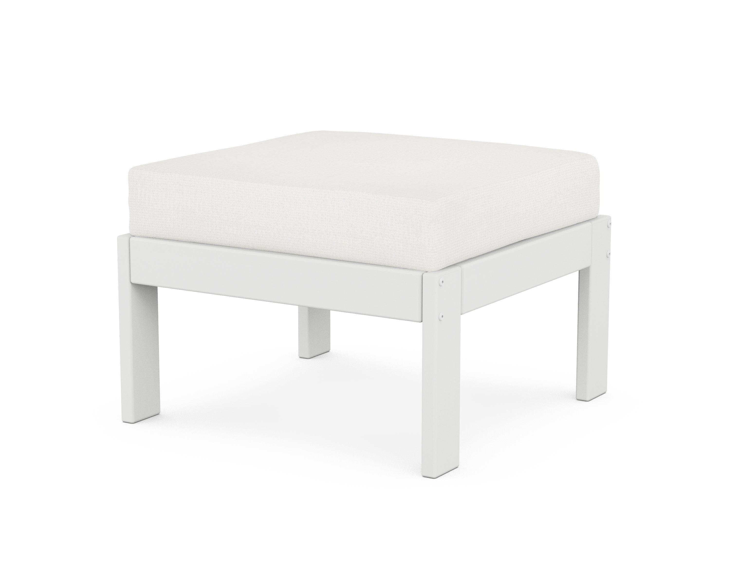 POLYWOOD® Vineyard Modular Ottoman in White / Natural Linen