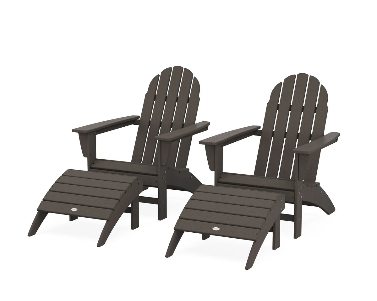 Vineyard Adirondack Chair 4-Piece Set with Ottomans
