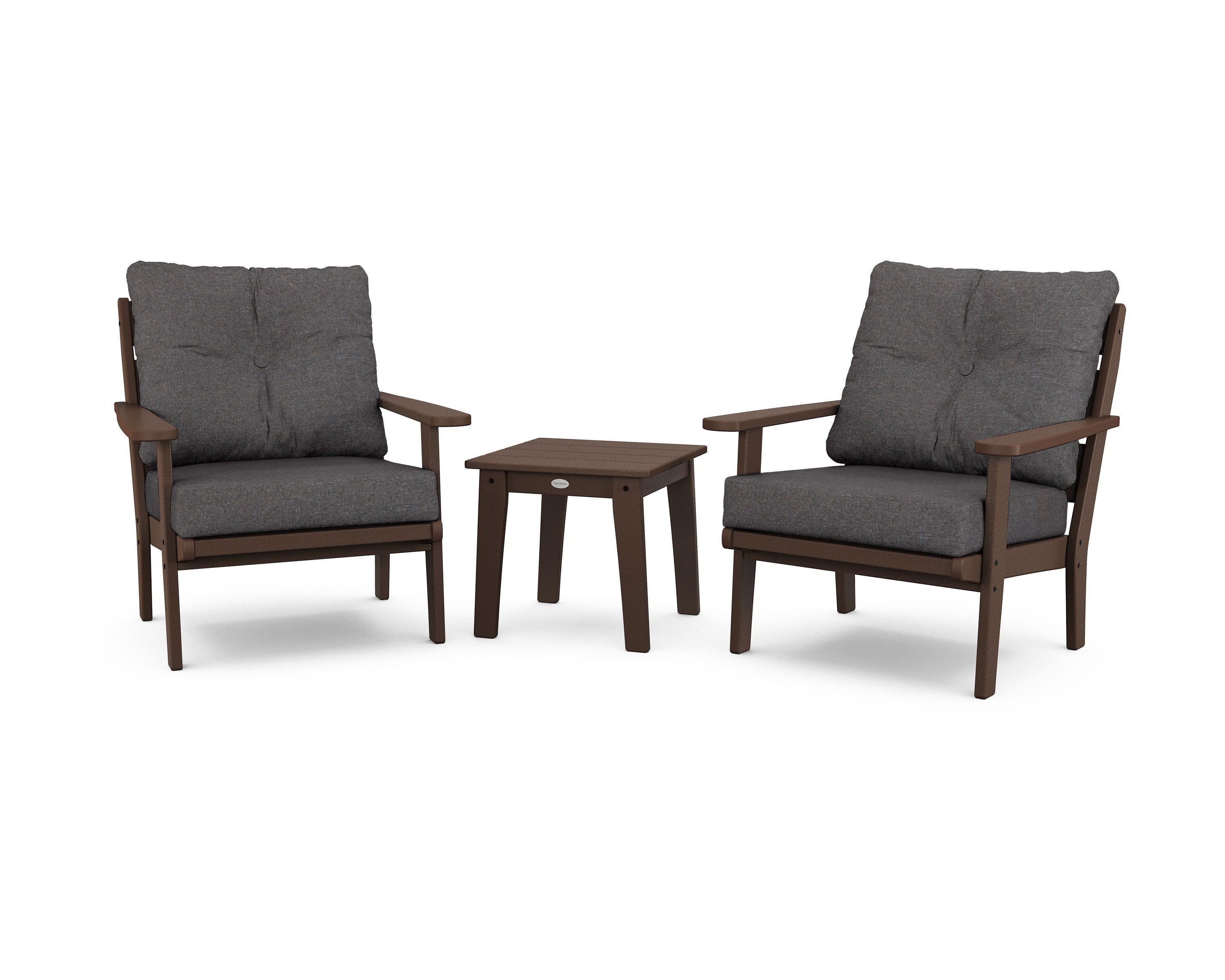 POLYWOOD® Lakeside 3-Piece Deep Seating Chair Set in Mahogany / Ash Charcoal