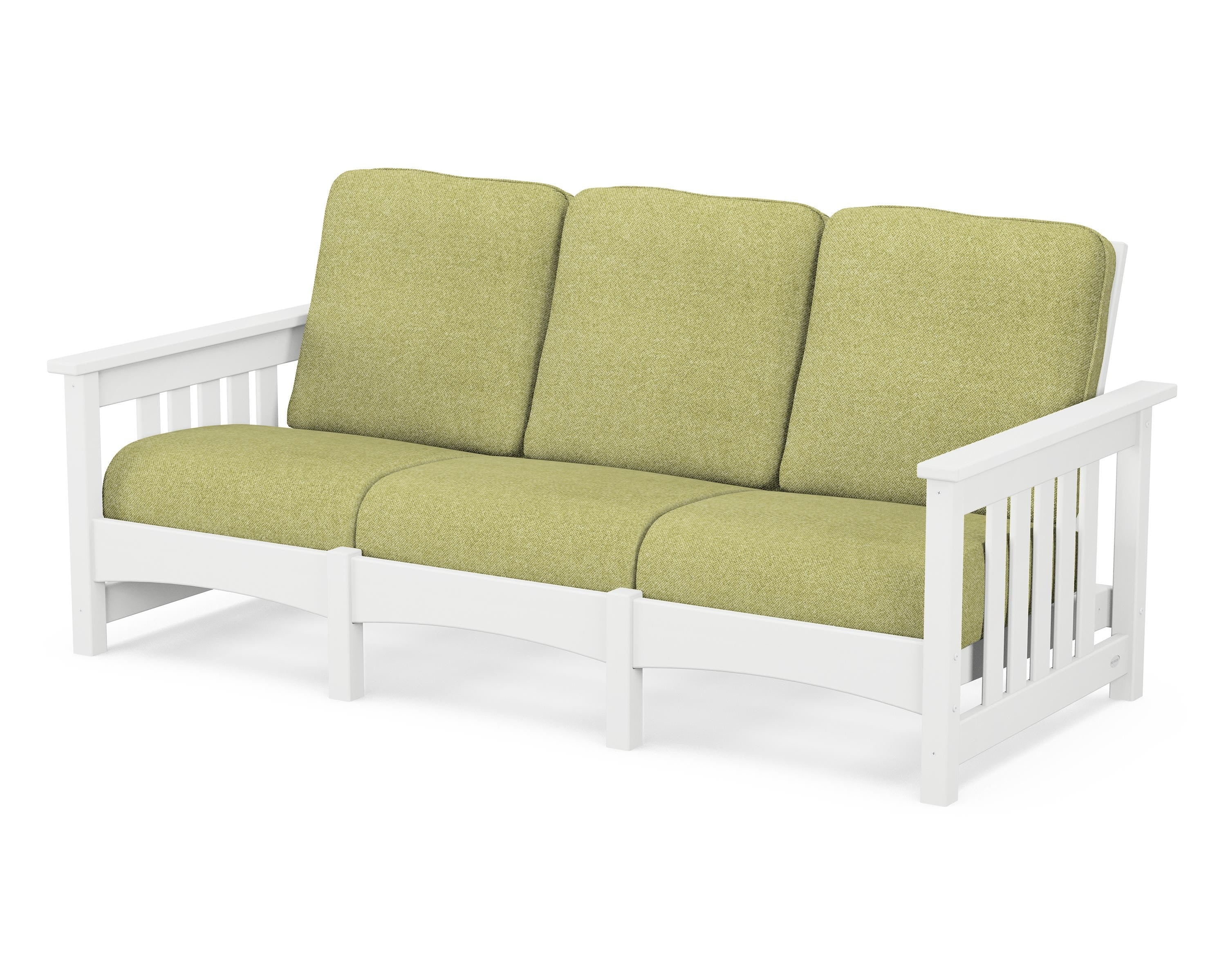 POLYWOOD® Club Mission Sofa in White / Chartreuse Boucle
