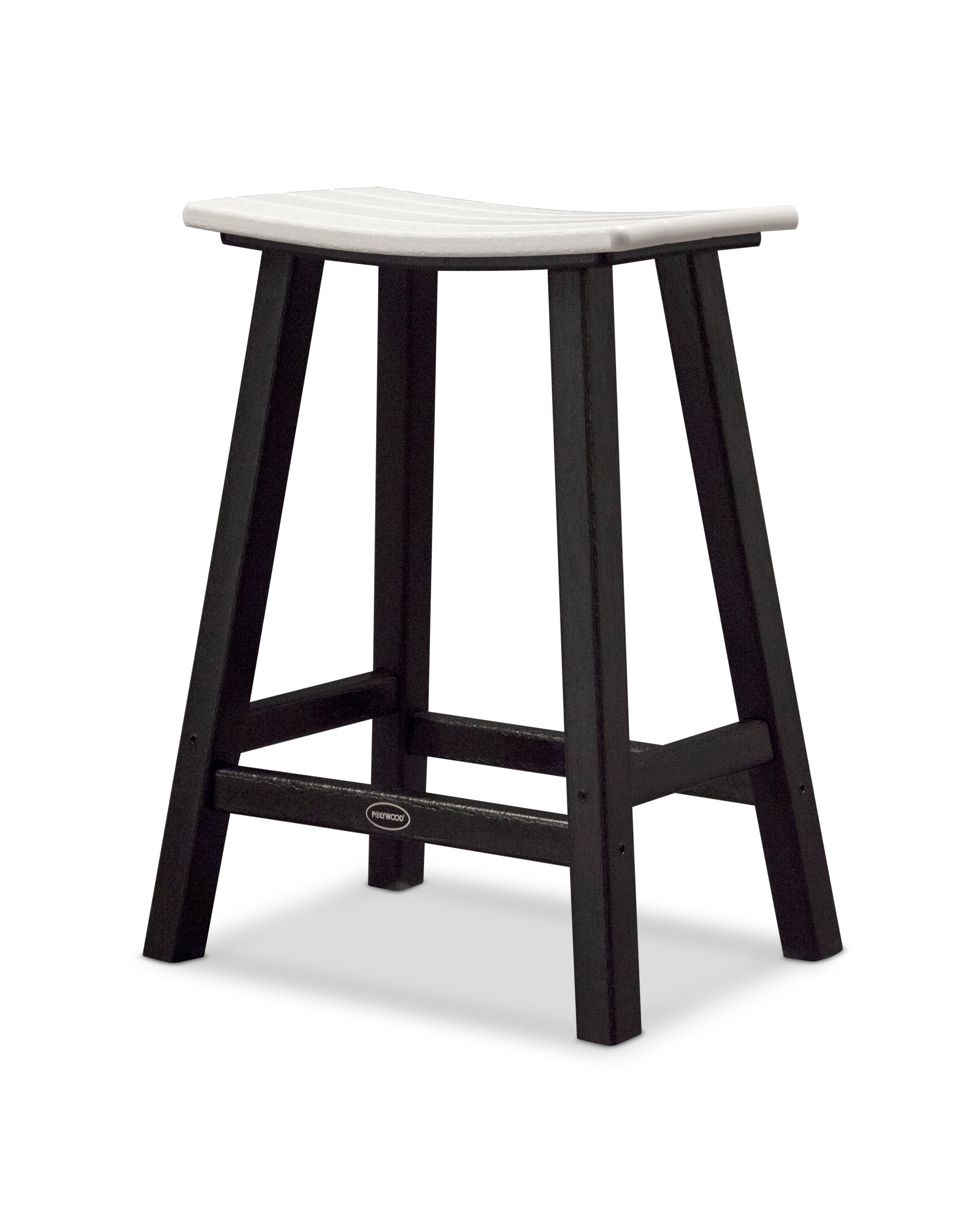 POLYWOOD® Contempo 24" Saddle Counter Stool in Black / White