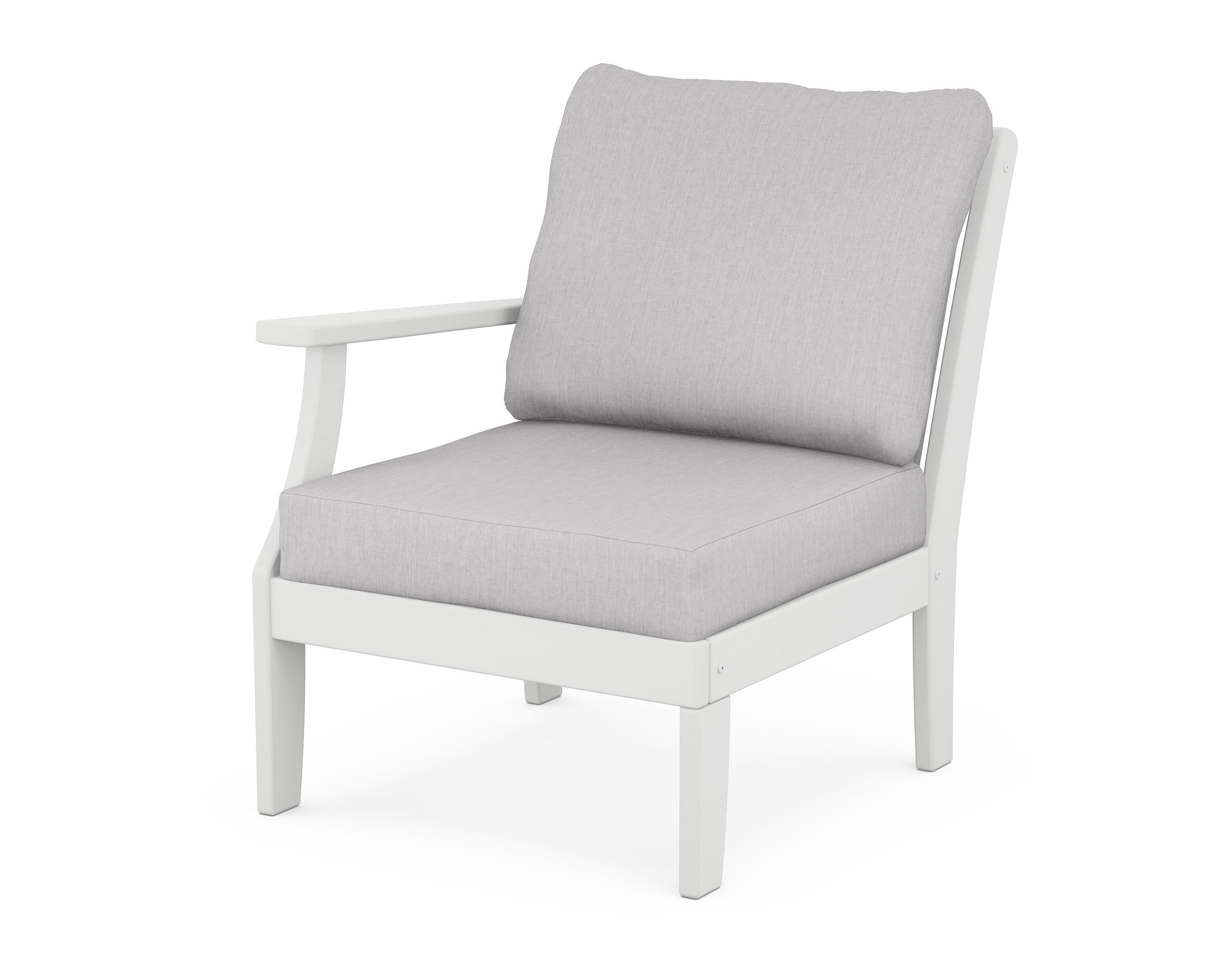 POLYWOOD® Braxton Modular Left Arm Chair in White / Granite