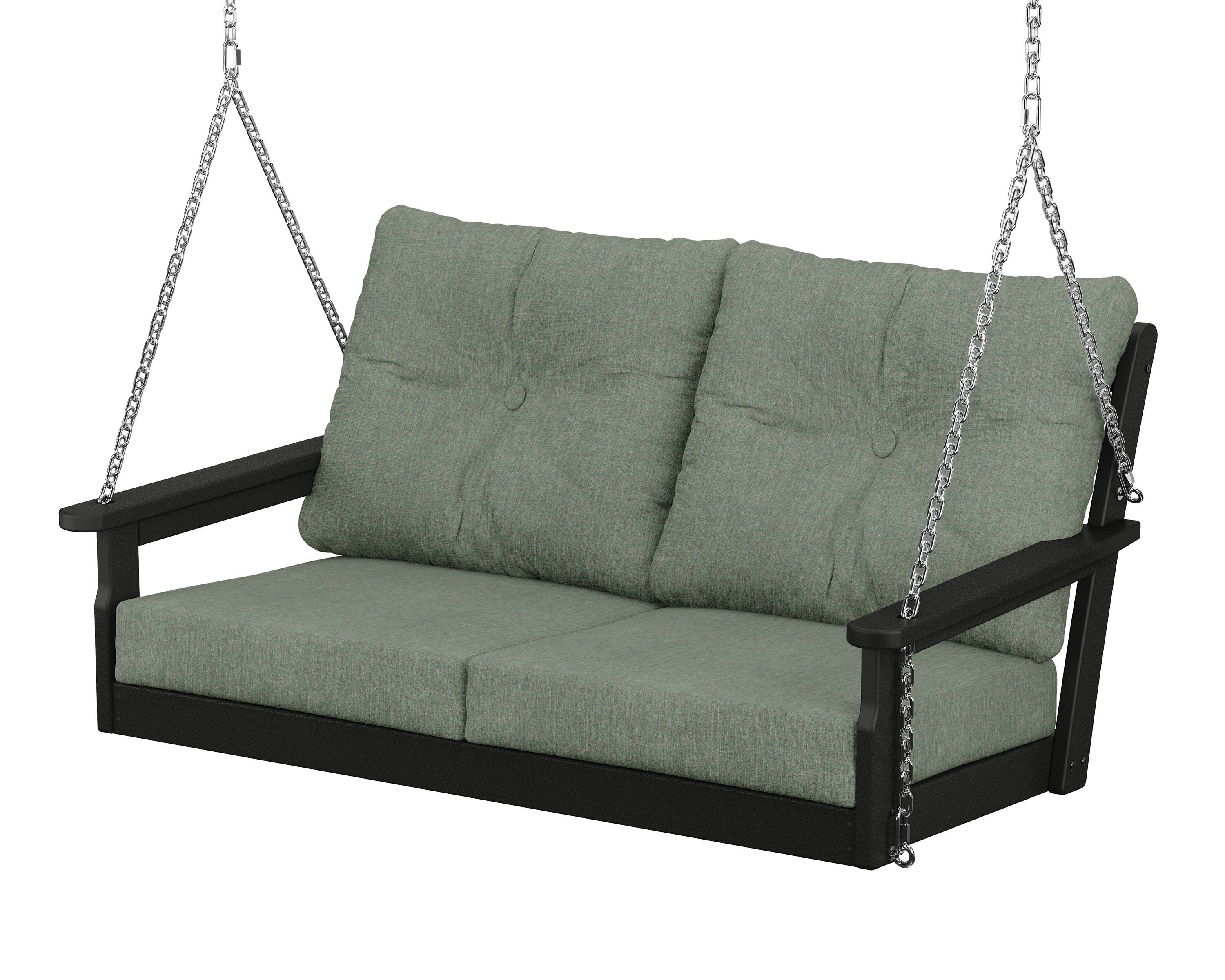 POLYWOOD® Vineyard Deep Seating Swing in Black / Cast Sage