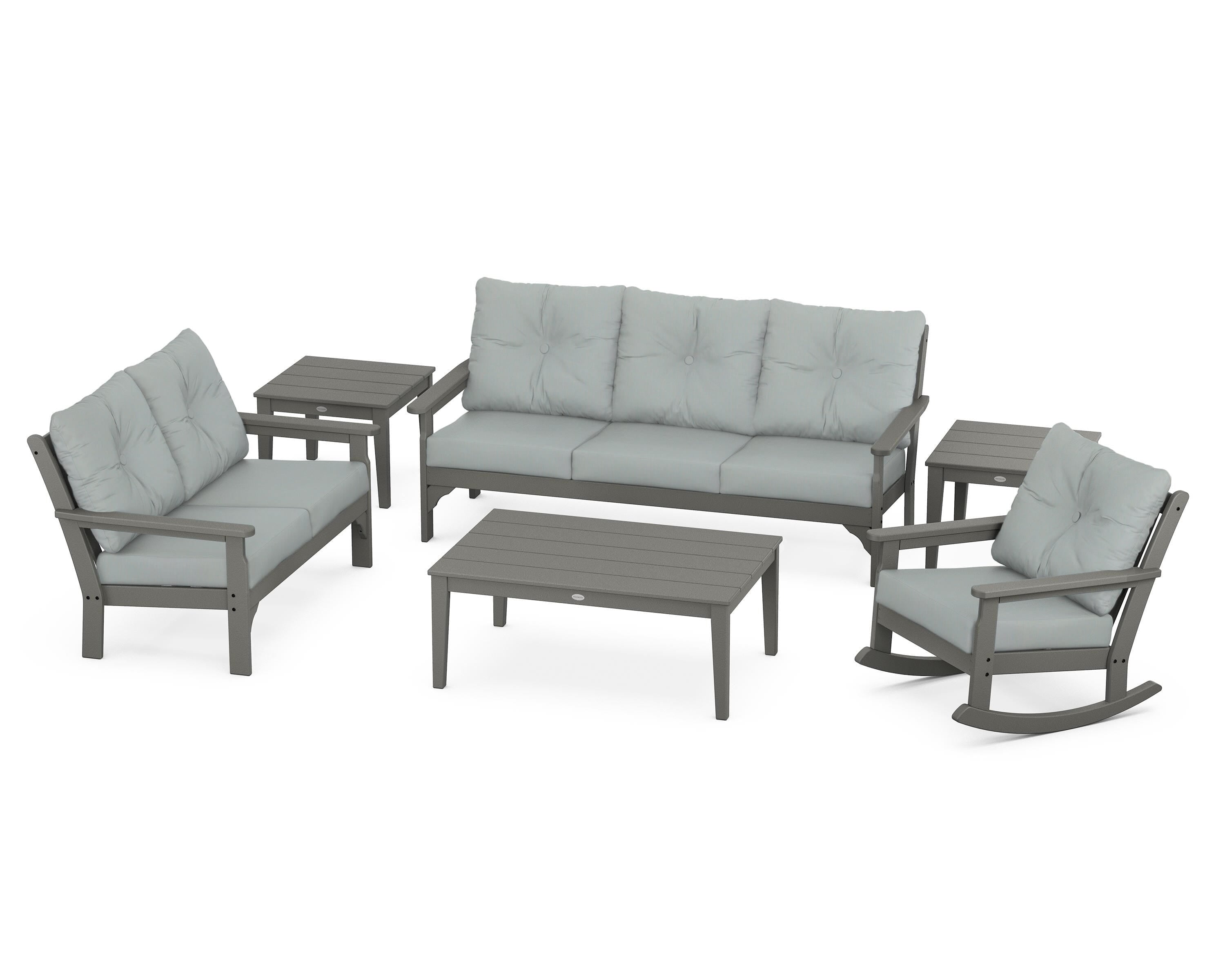 POLYWOOD® Vineyard 6-Piece Deep Seating Set in Slate Grey / Spa