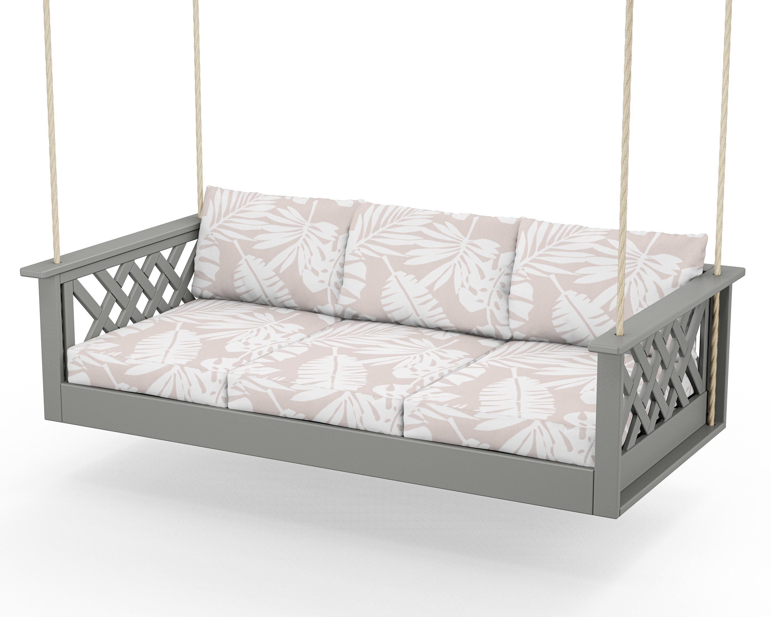 Country Living Wovendale Daybed Swing in Slate Grey / Leaf Dune Burlap