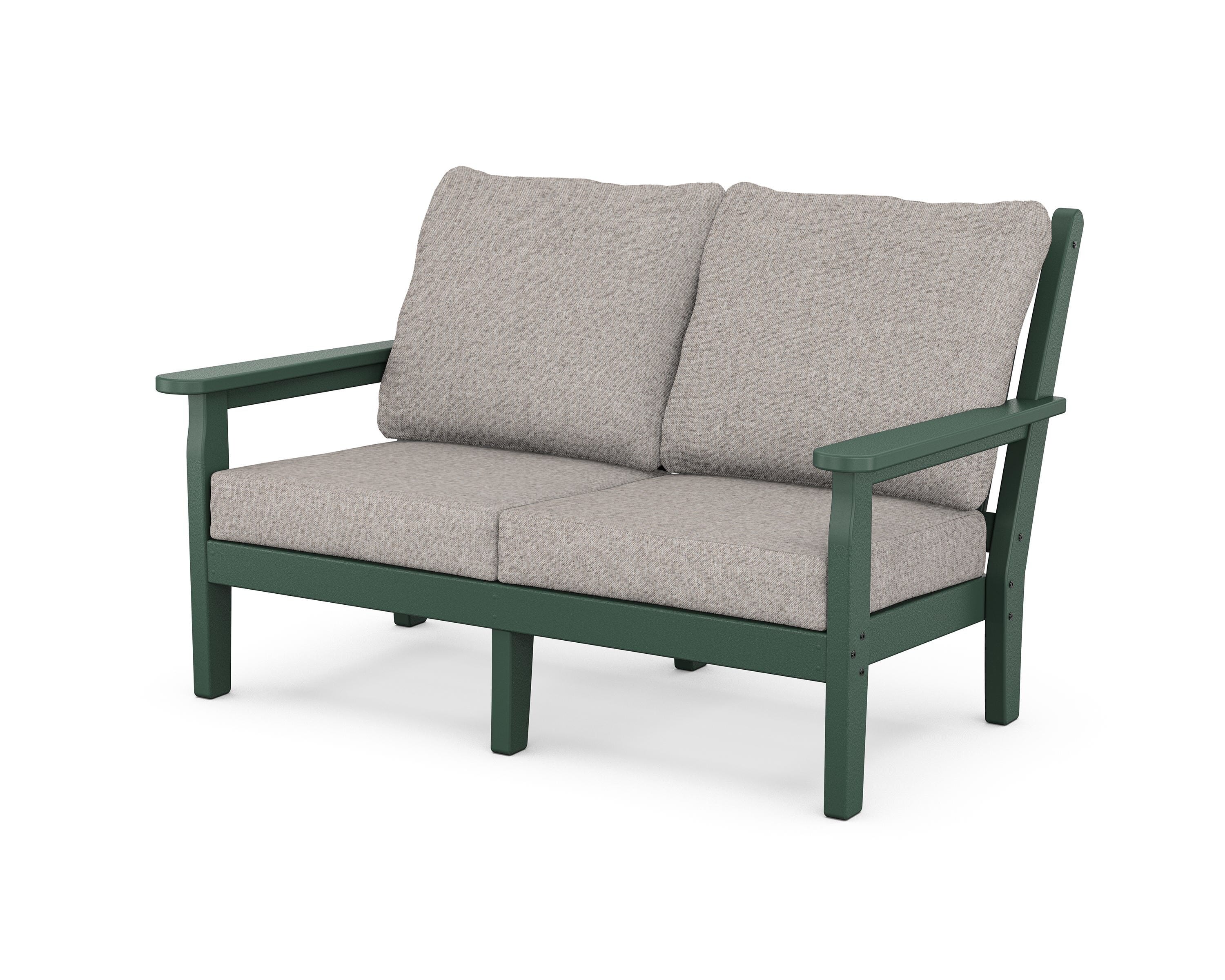 POLYWOOD® Chippendale Deep Seating Loveseat in Green / Weathered Tweed