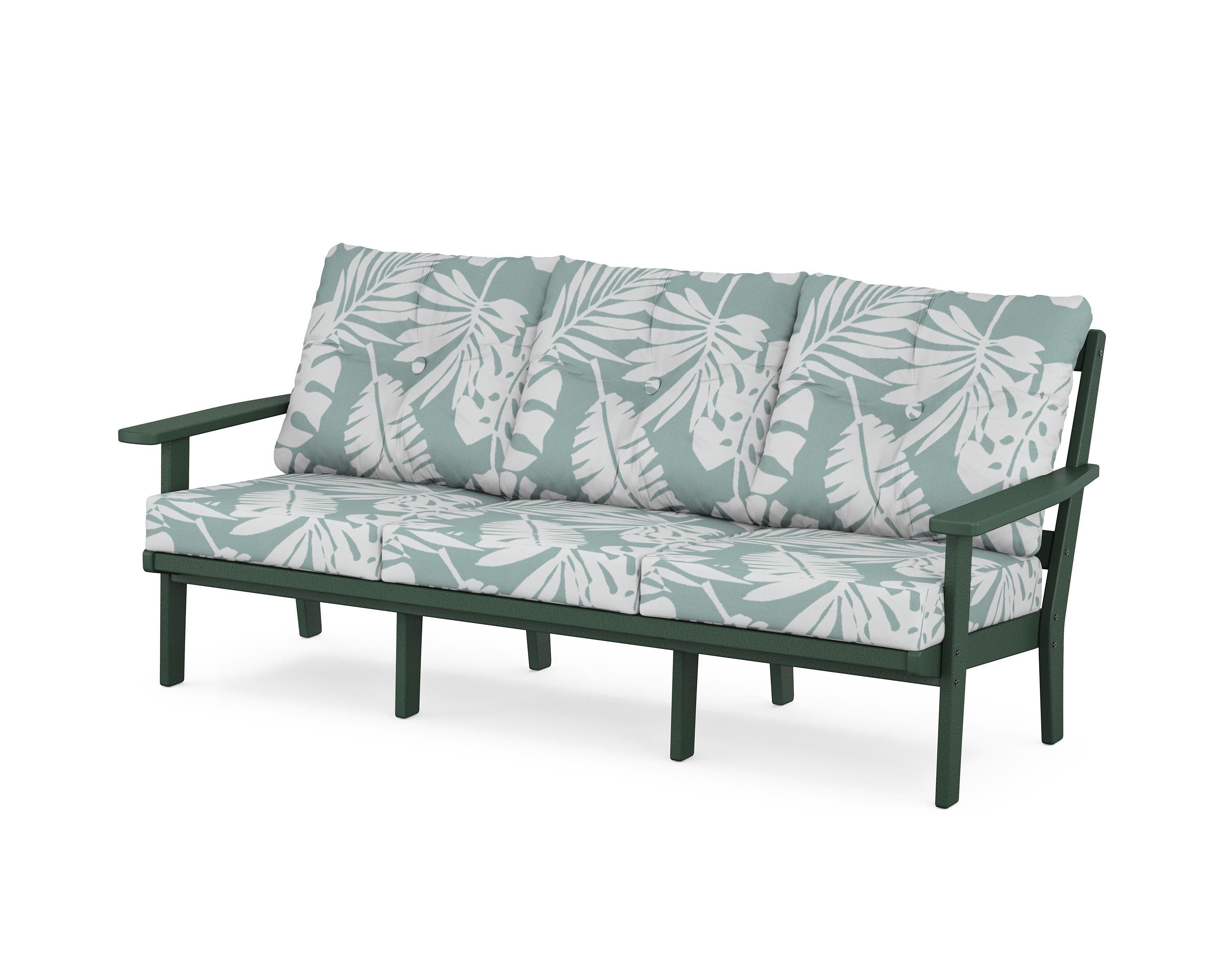 POLYWOOD® Oxford Deep Seating Sofa in Green / Leaf Glacier Spa