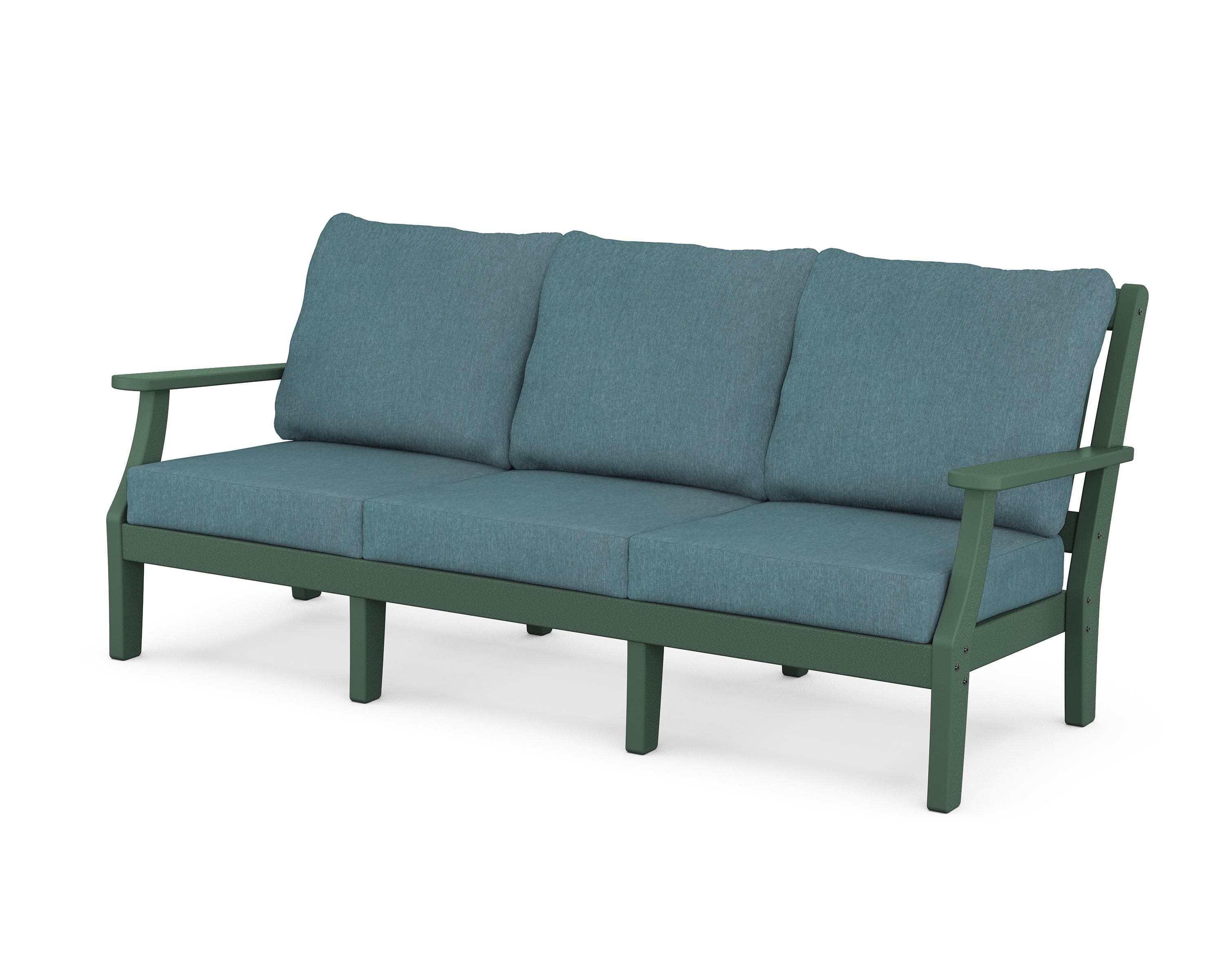 Martha Stewart by POLYWOOD® Chinoiserie Deep Seating Sofa in Green / Ocean Teal
