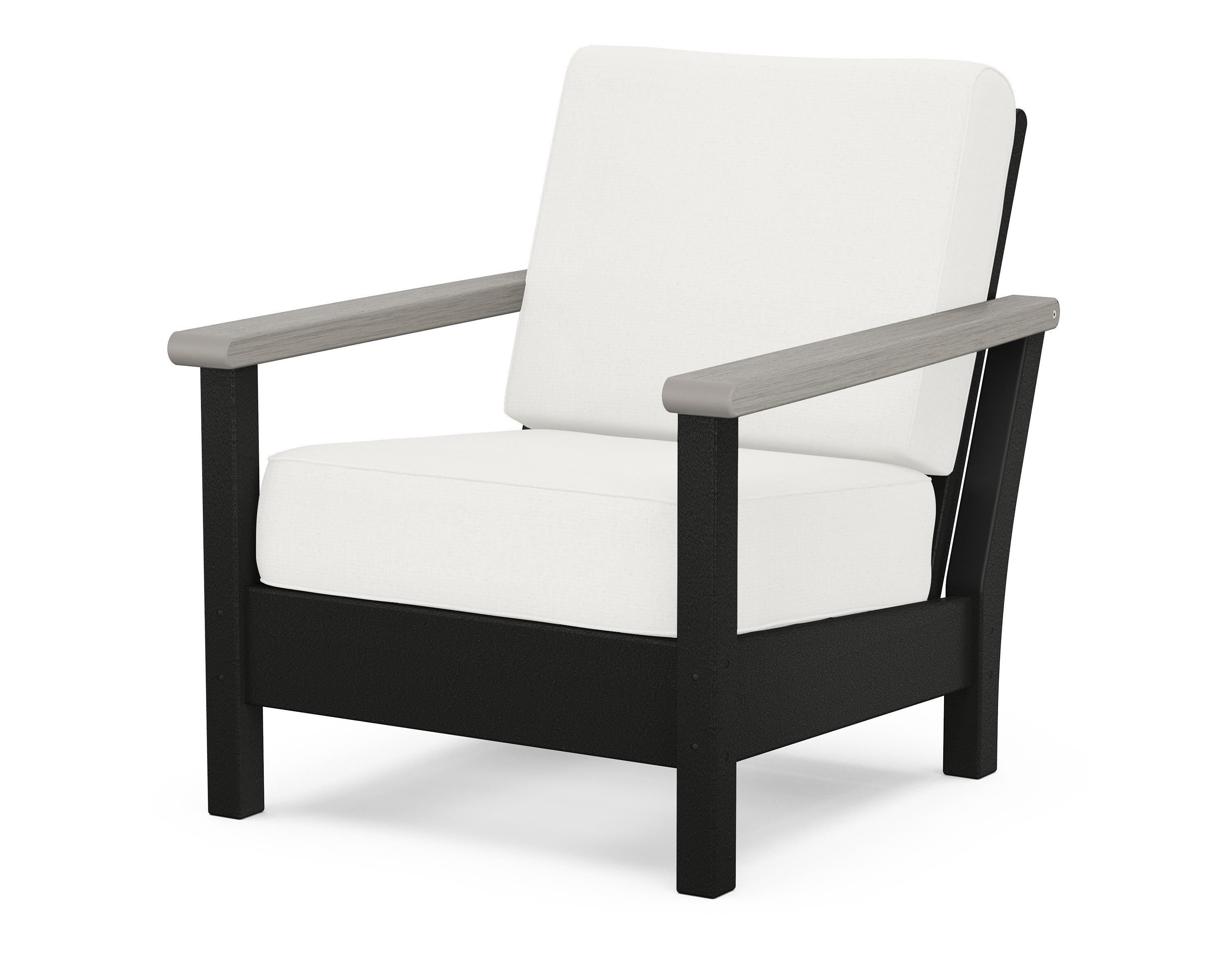 POLYWOOD® Harbour Deep Seating Chair in Black / Driftwood / Natural Linen