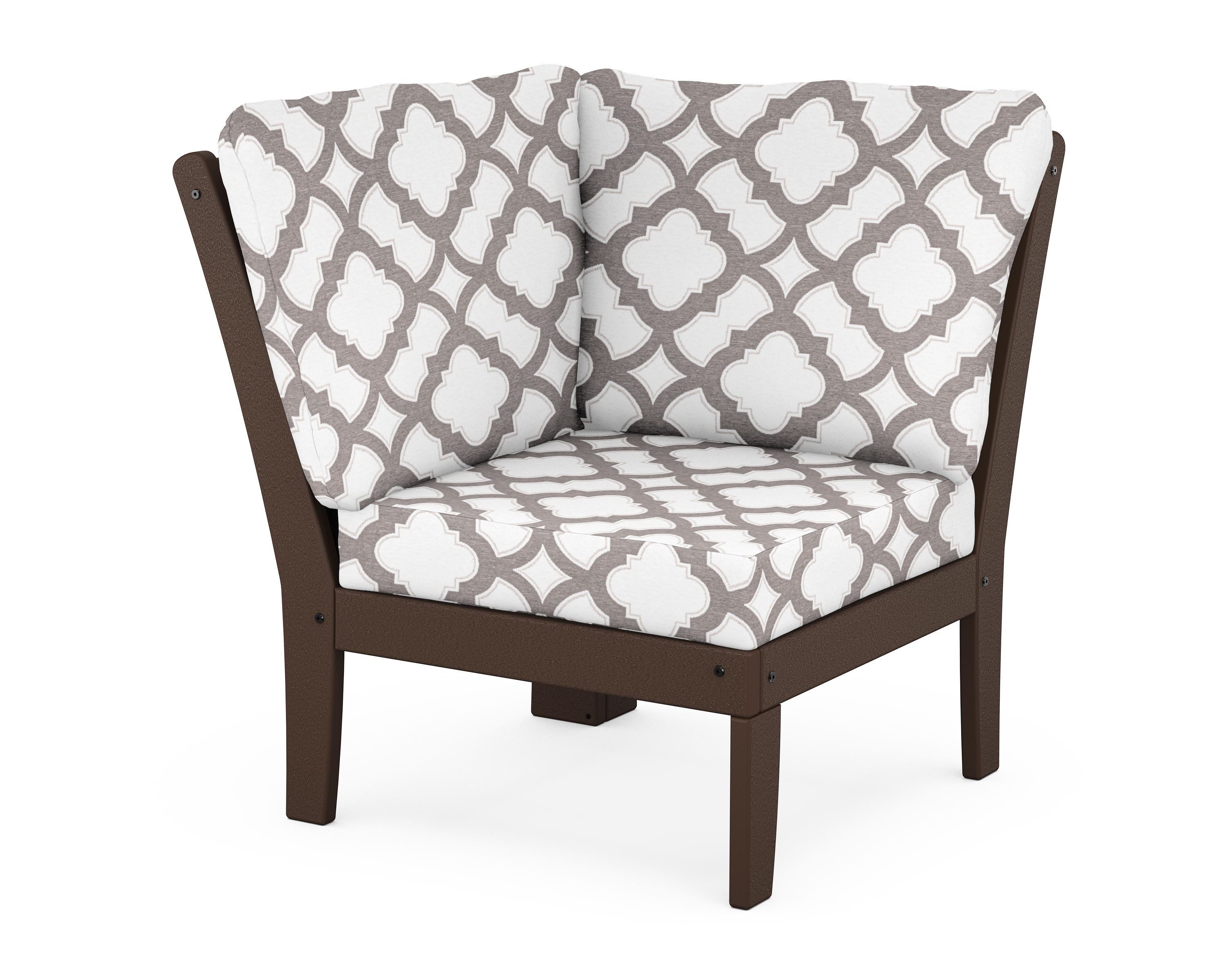 POLYWOOD® Braxton Modular Corner Chair in Mahogany / Trellis Grey Mist