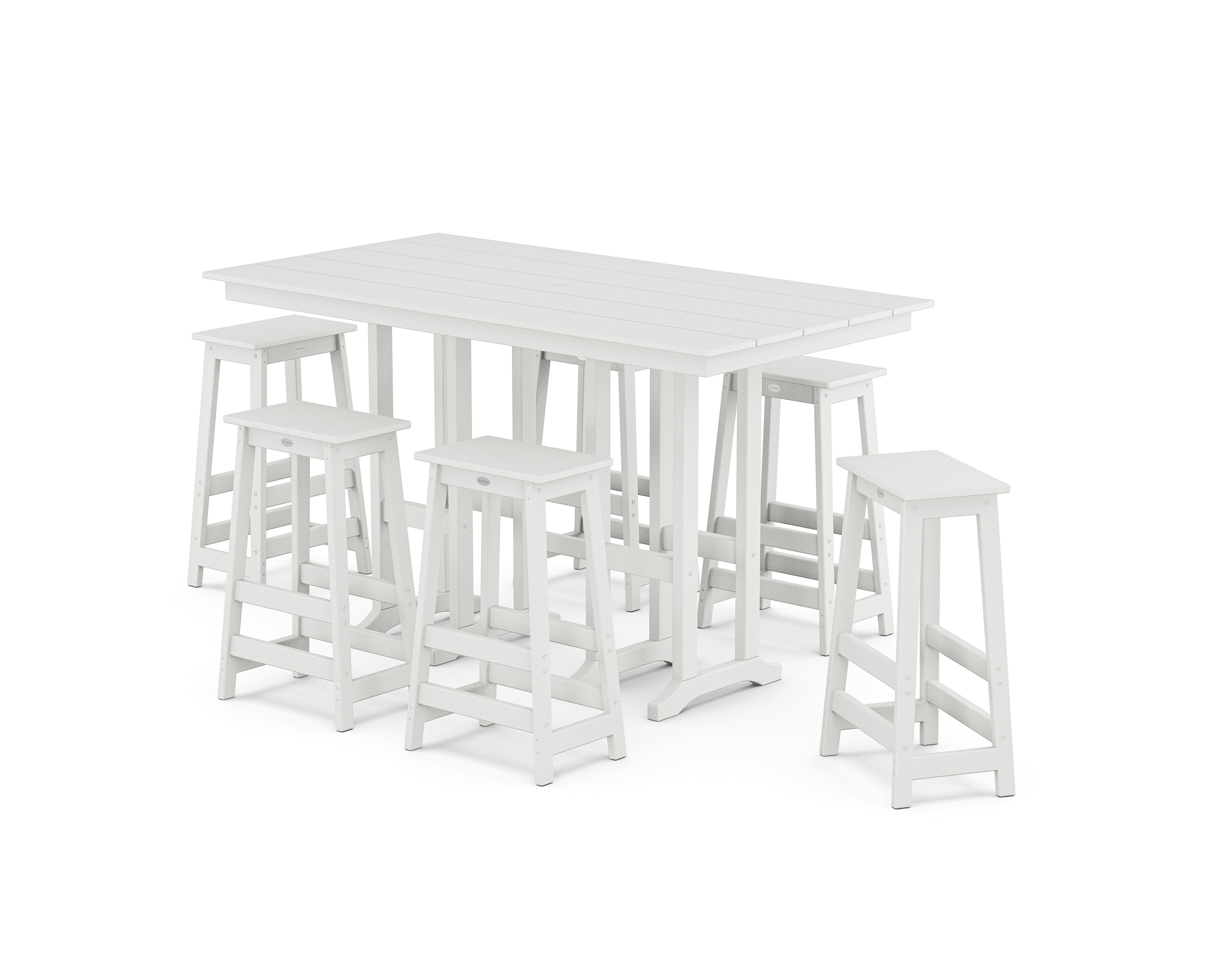 POLYWOOD® Modern Studio Bar Stool 7-Piece Set in White