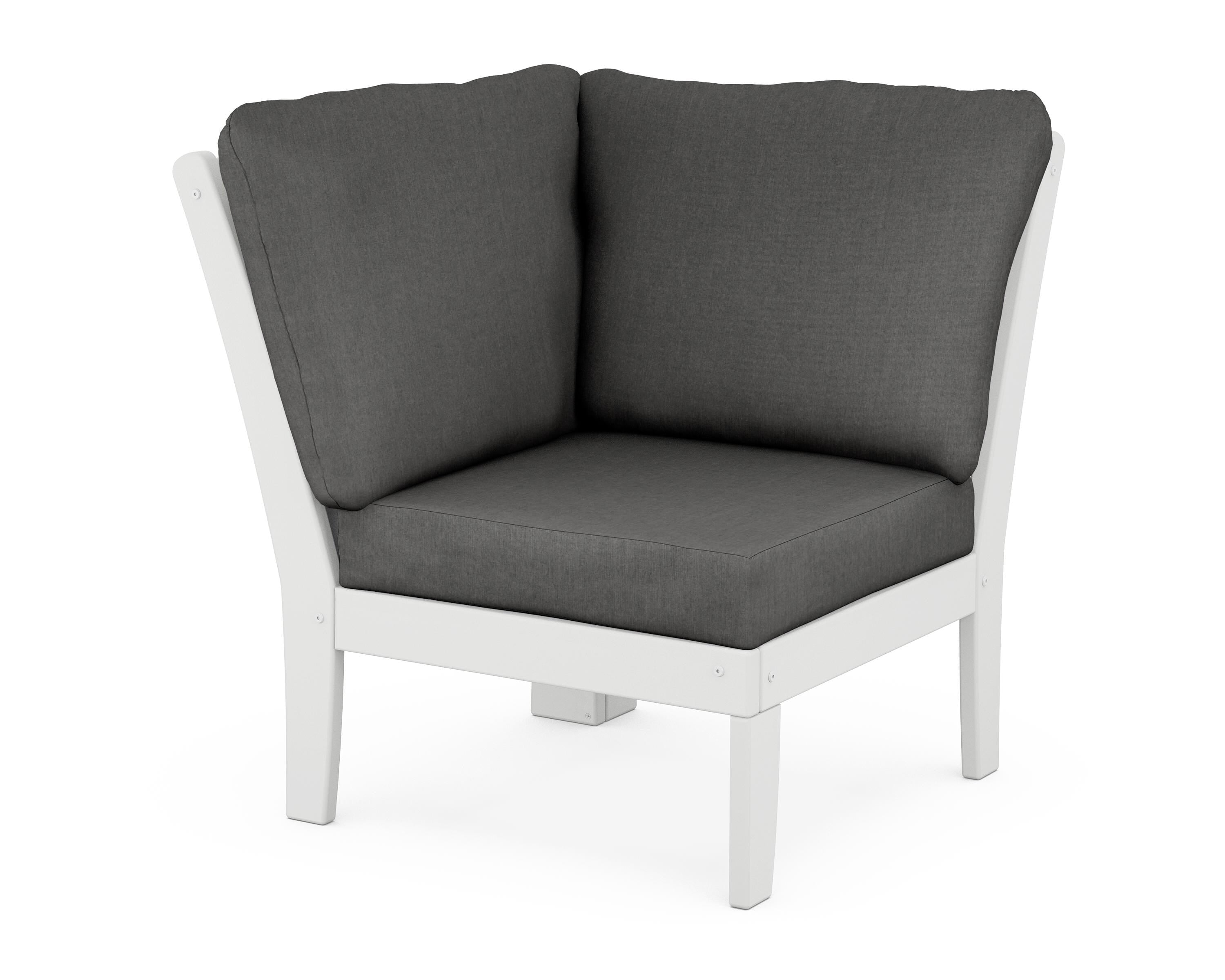 POLYWOOD® Braxton Modular Corner Chair in White / Spectrum Carbon