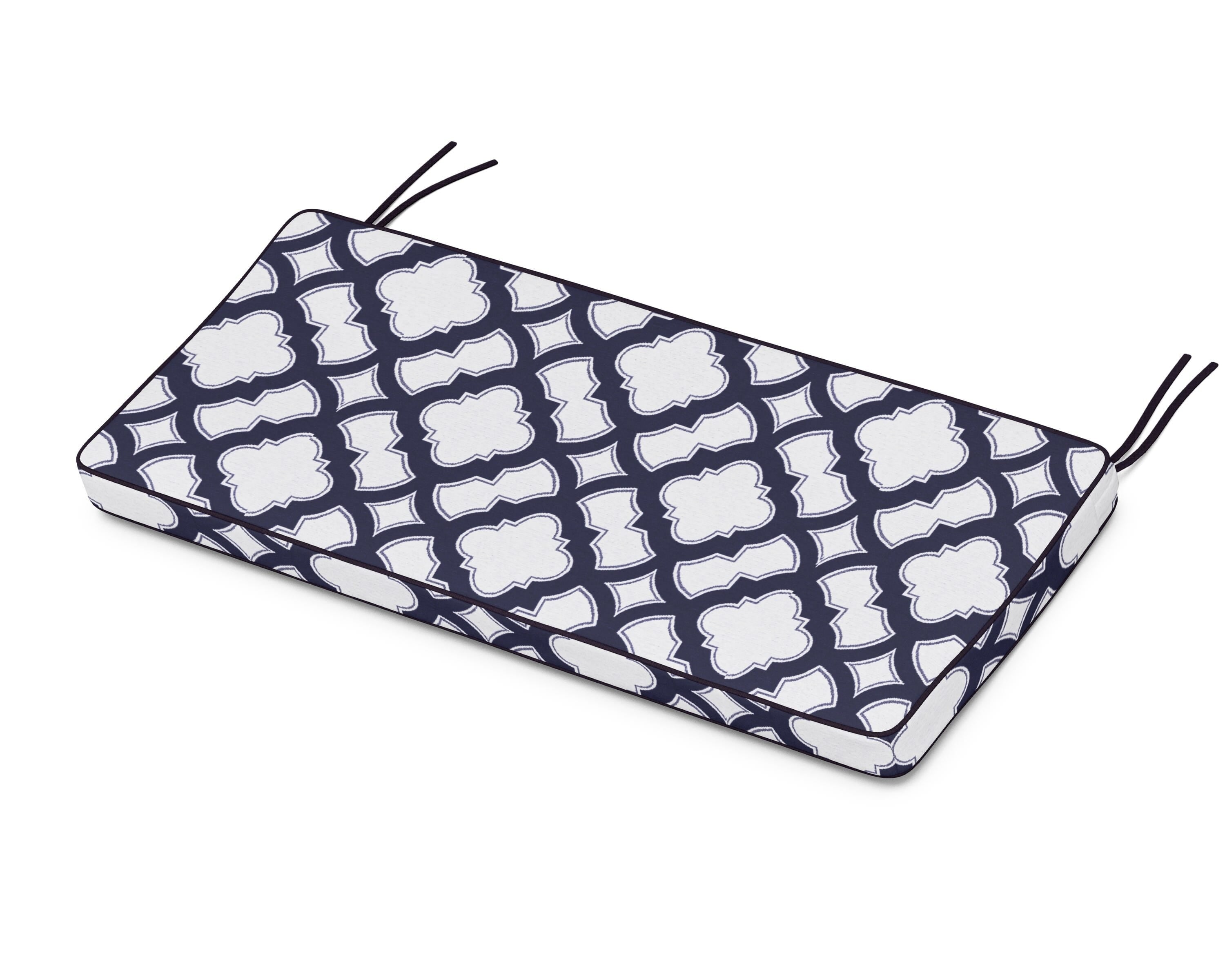 Martha Stewart by POLYWOOD® Chinoiserie Bench Seat Cushion in Trellis Navy