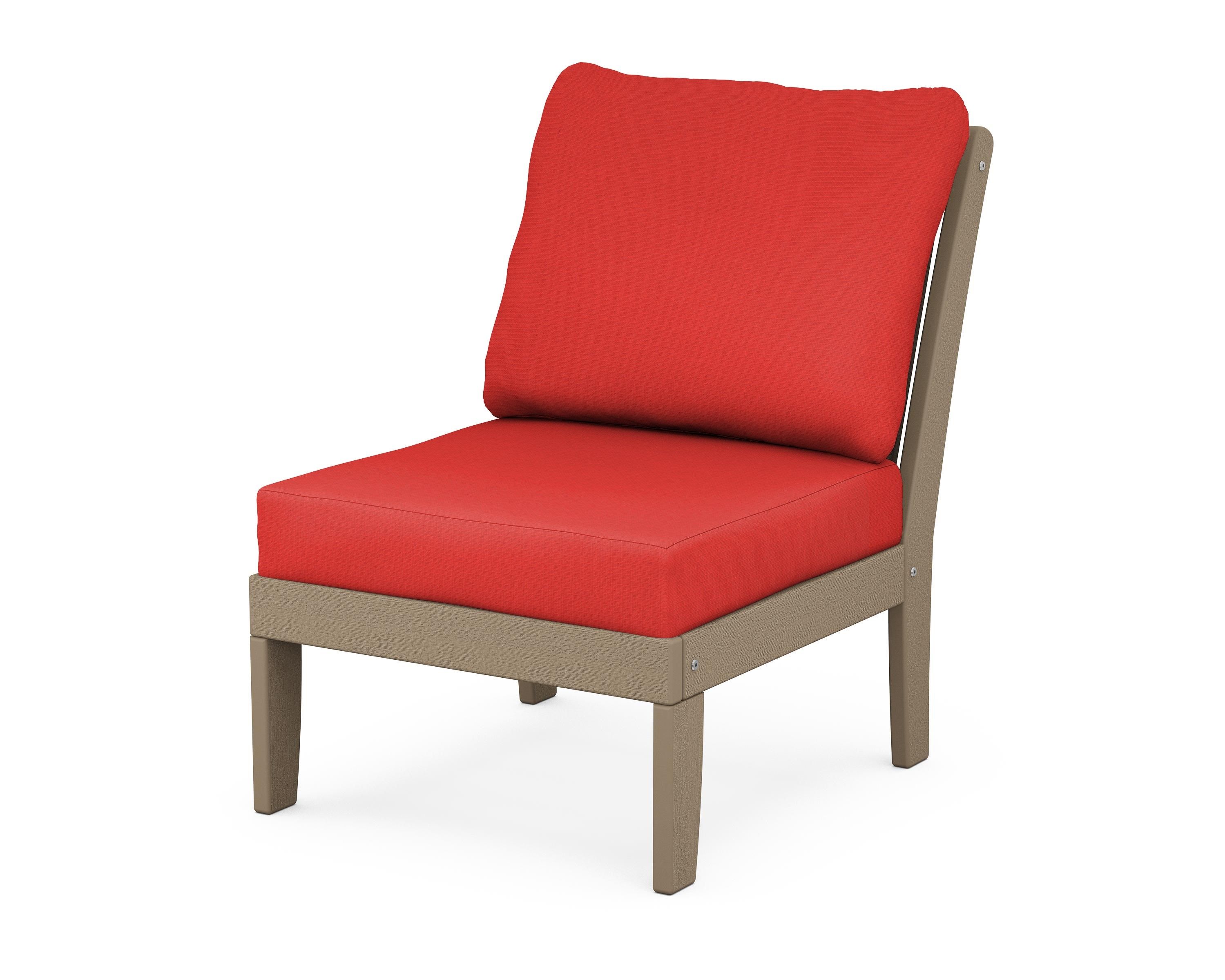 POLYWOOD® Braxton Modular Armless Chair in Vintage Sahara / Crimson Linen