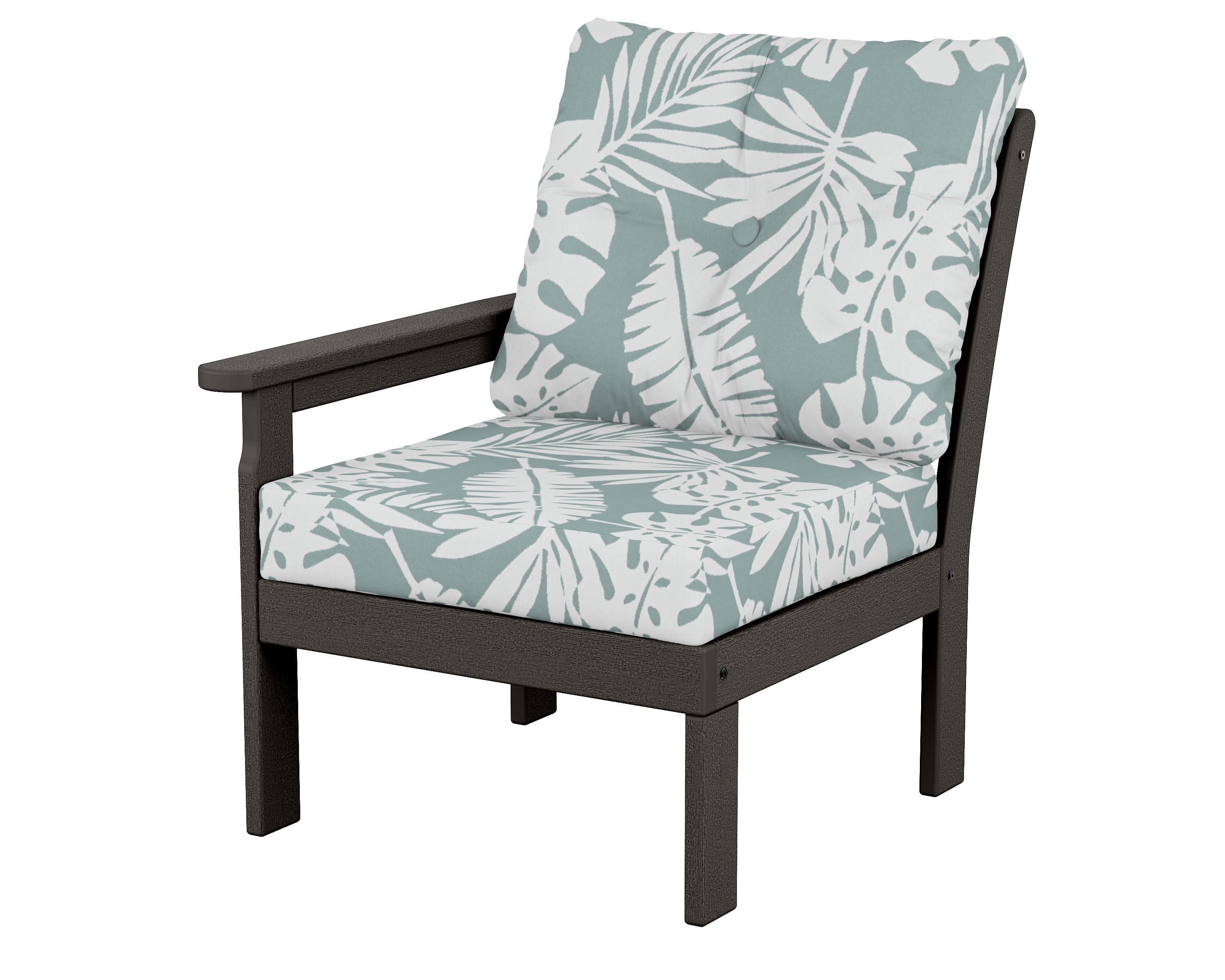 POLYWOOD® Vineyard Modular Left Arm Chair in Vintage Coffee / Leaf Glacier Spa