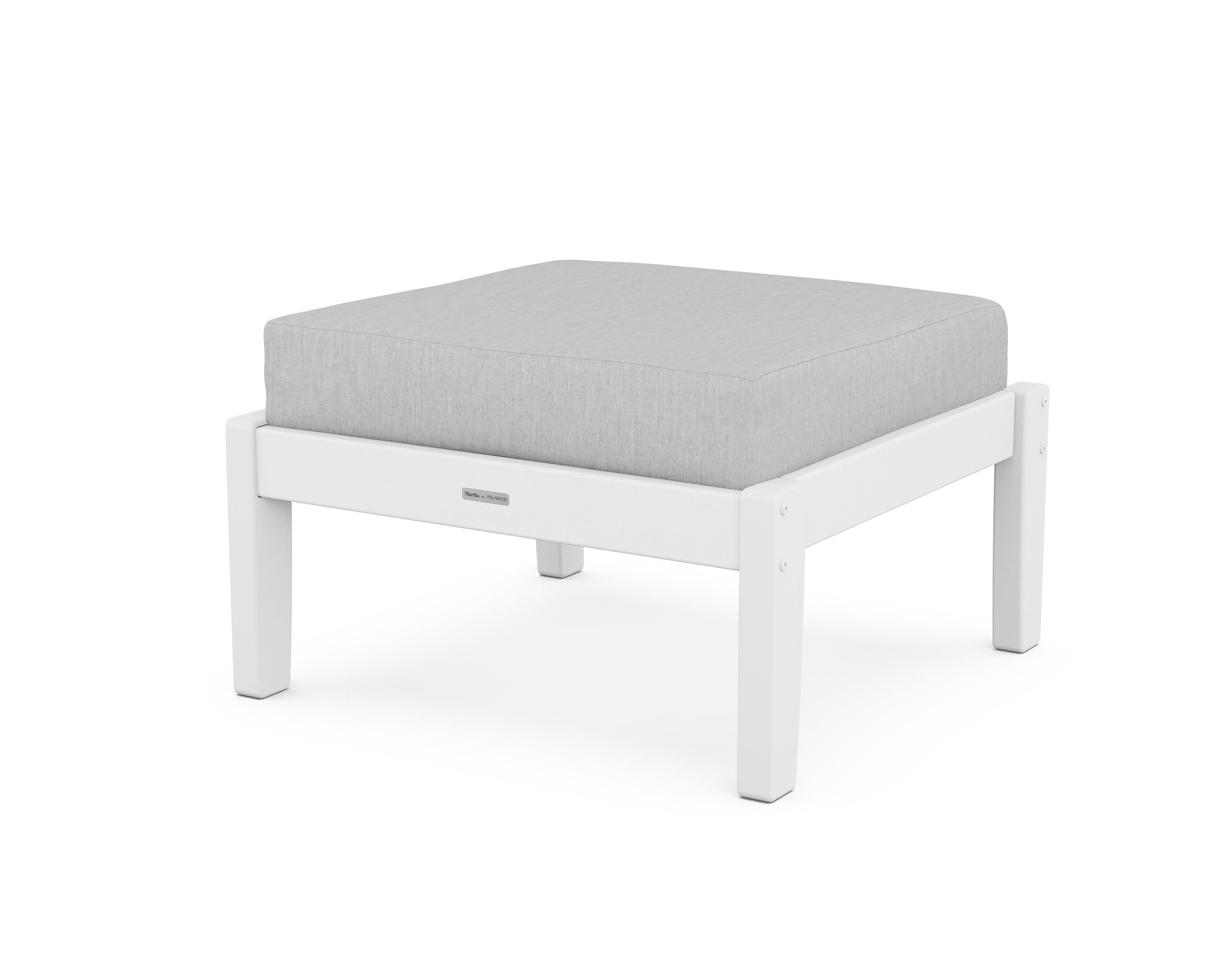 Martha Stewart by POLYWOOD® Chinoiserie Deep Seating Ottoman in White / Granite