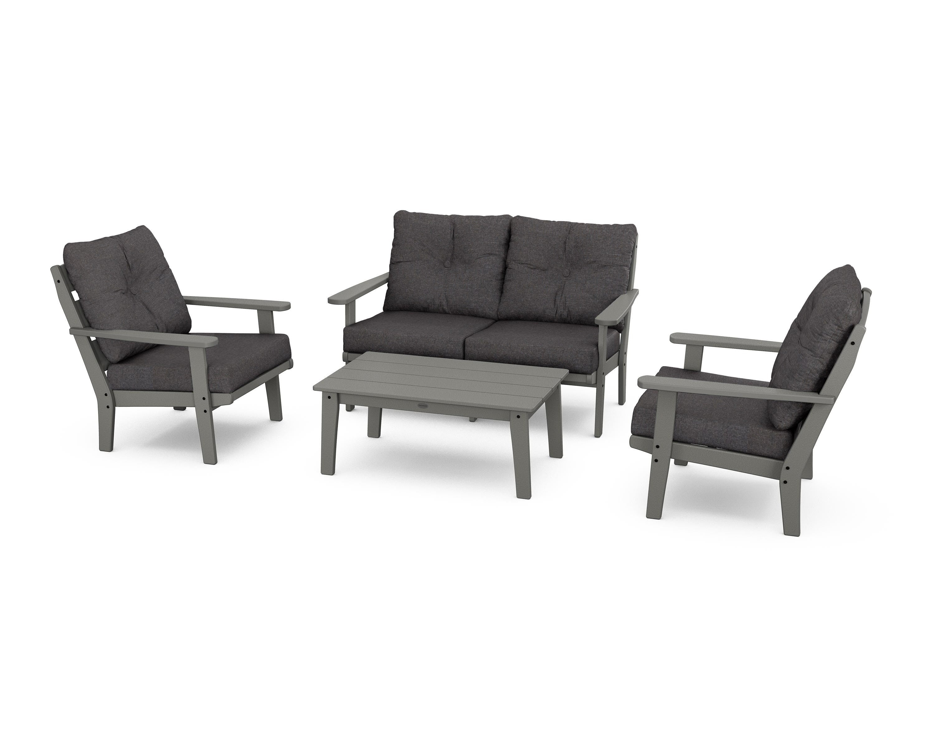 POLYWOOD® Lakeside 4-Piece Deep Seating Set in Slate Grey / Ash Charcoal