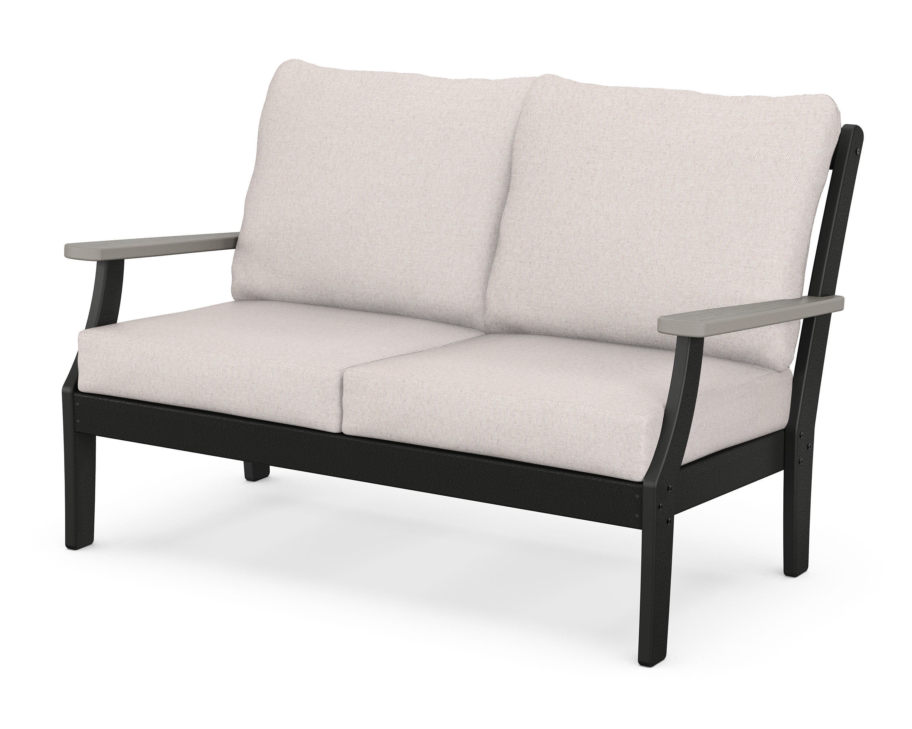 POLYWOOD® Braxton Deep Seating Loveseat in Black / Driftwood / Dune Burlap