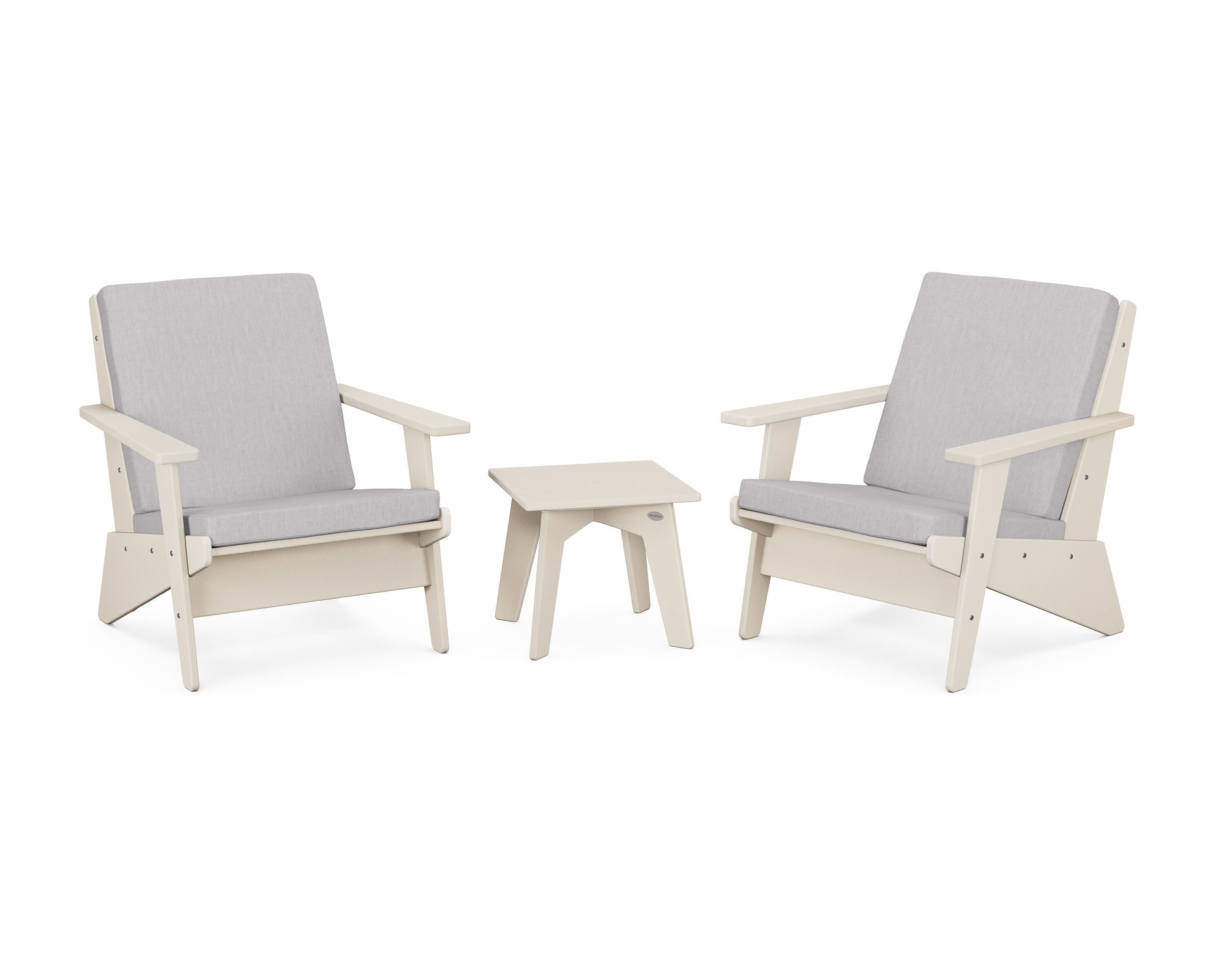 POLYWOOD® Riviera Modern Lounge 3-Piece Set in Sand / Granite