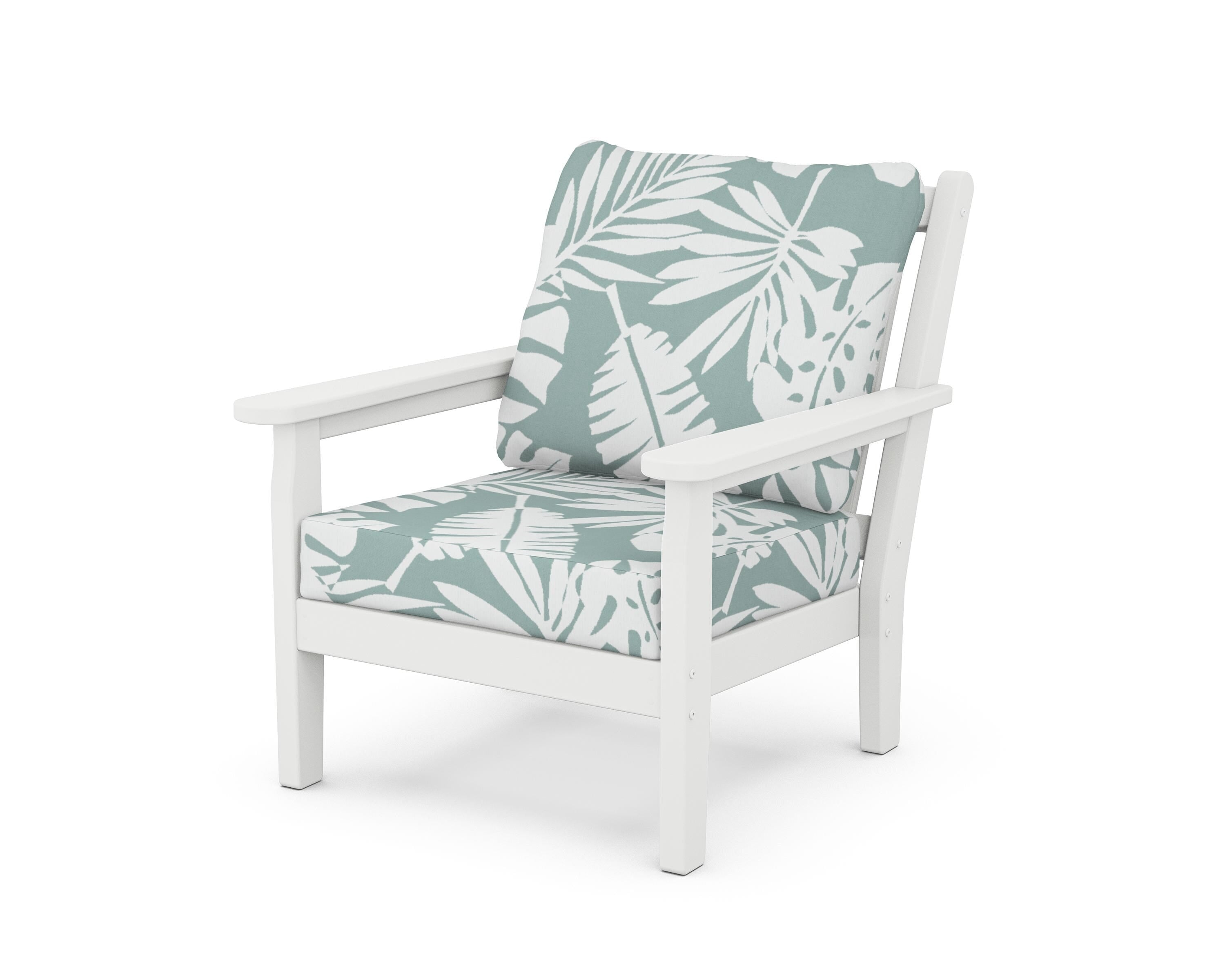 POLYWOOD® Chippendale Deep Seating Chair in White / Leaf Glacier Spa