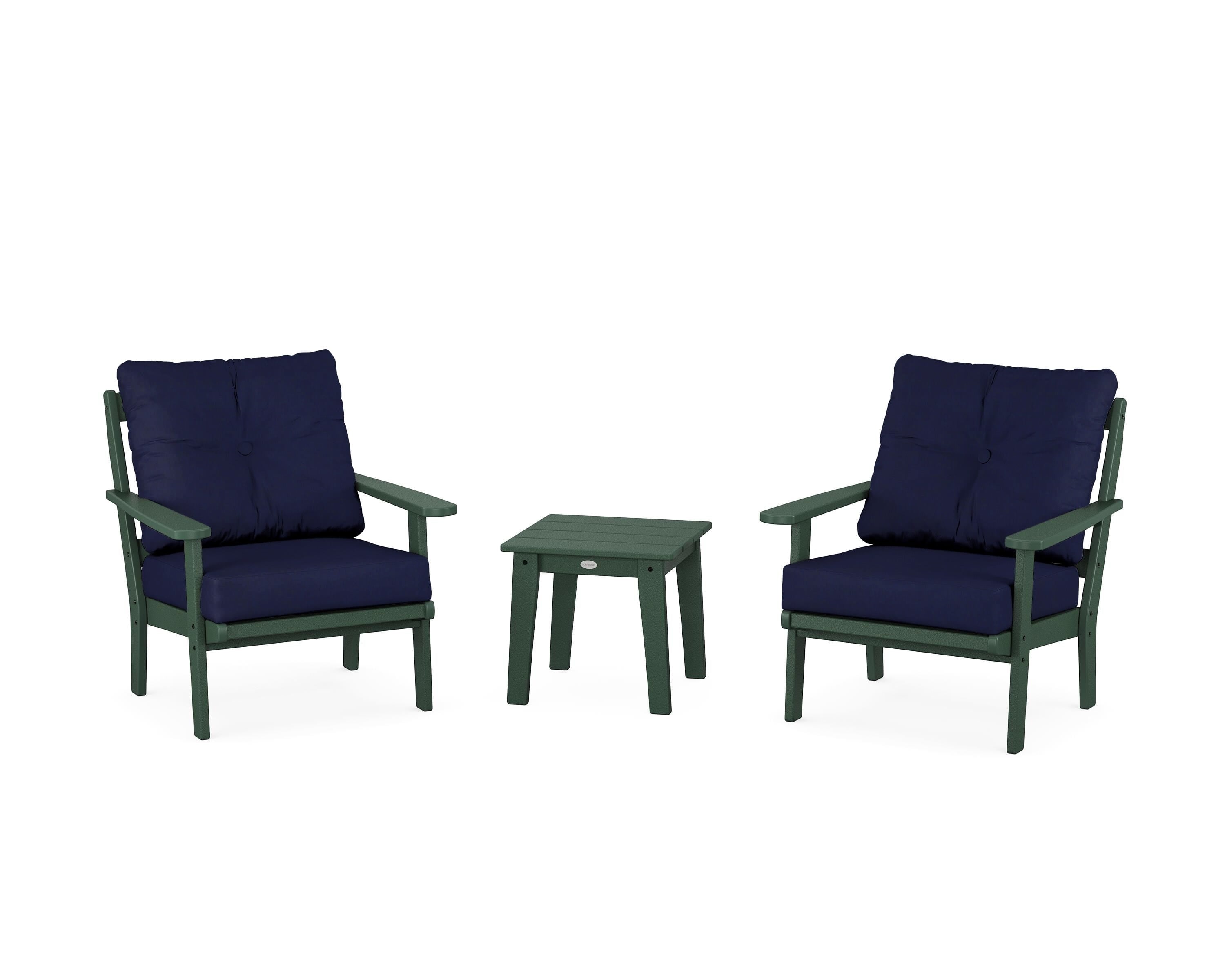 POLYWOOD® Mission 3-Piece Deep Seating Set in Green / Navy