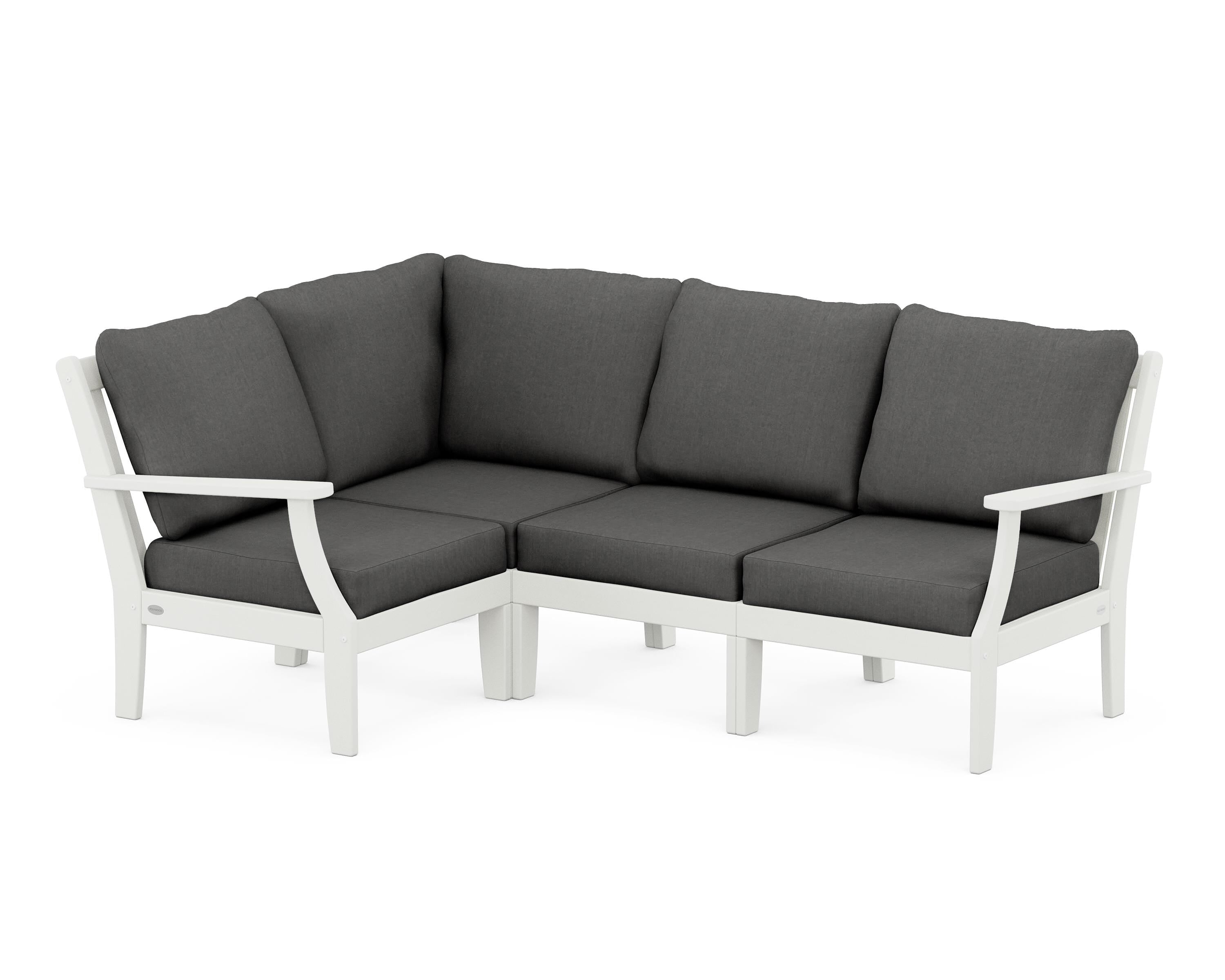 POLYWOOD® Braxton Modular 4-Piece Deep Seating Set in Vintage White / Spectrum Carbon