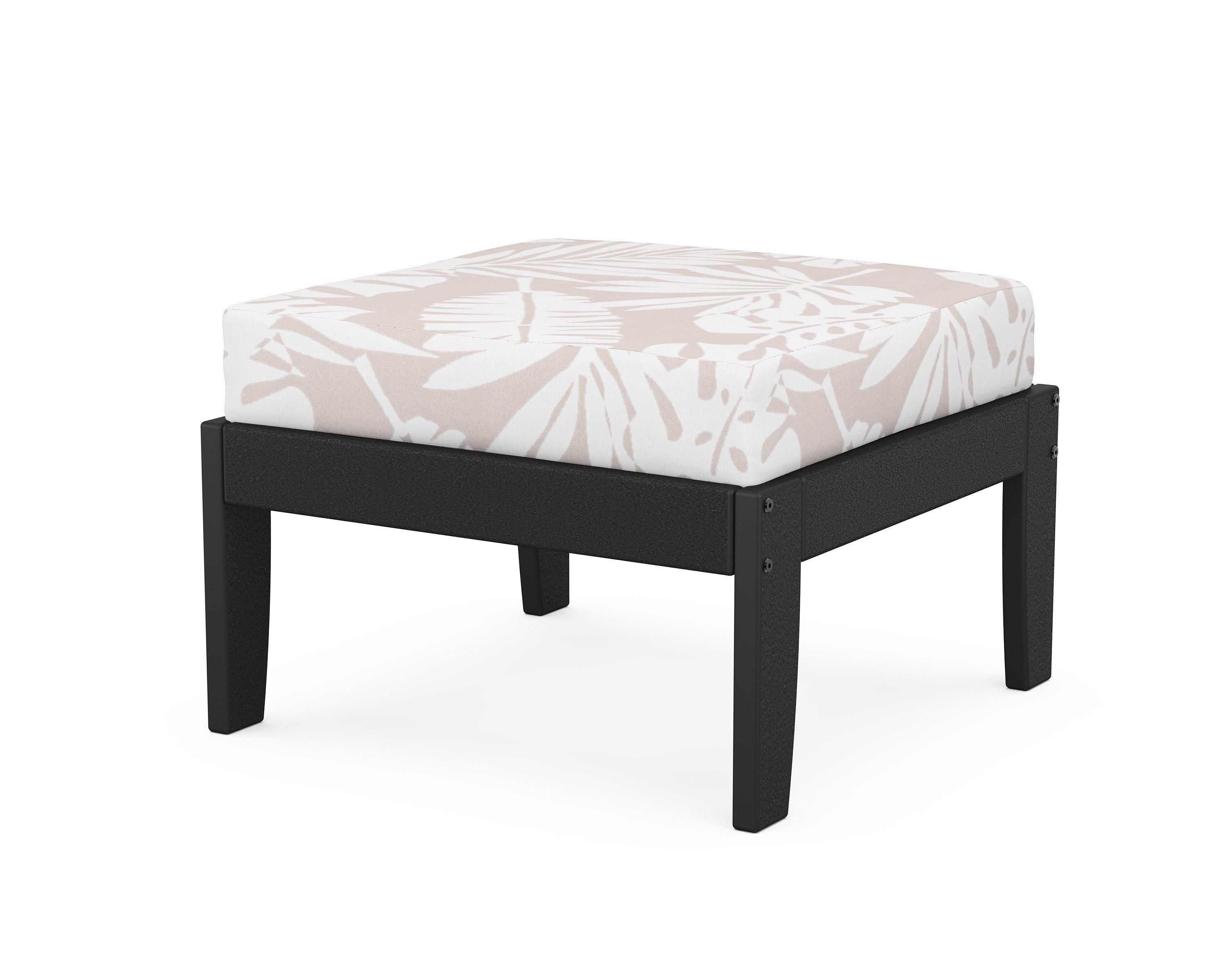 Unbranded Modular Ottoman - Classic in Black / Leaf Dune Burlap